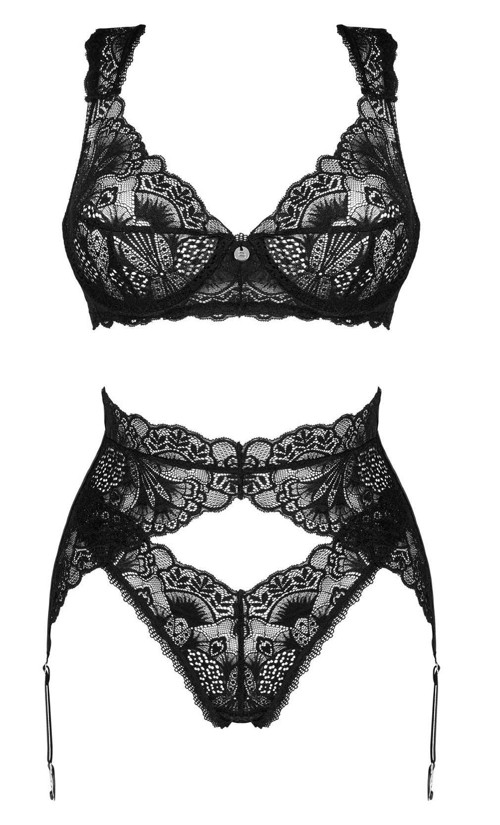 Obsessive Set: Bügel-BH mit Strumpfhalter-Gürtel und String (3-teiliges Dessous-Set)