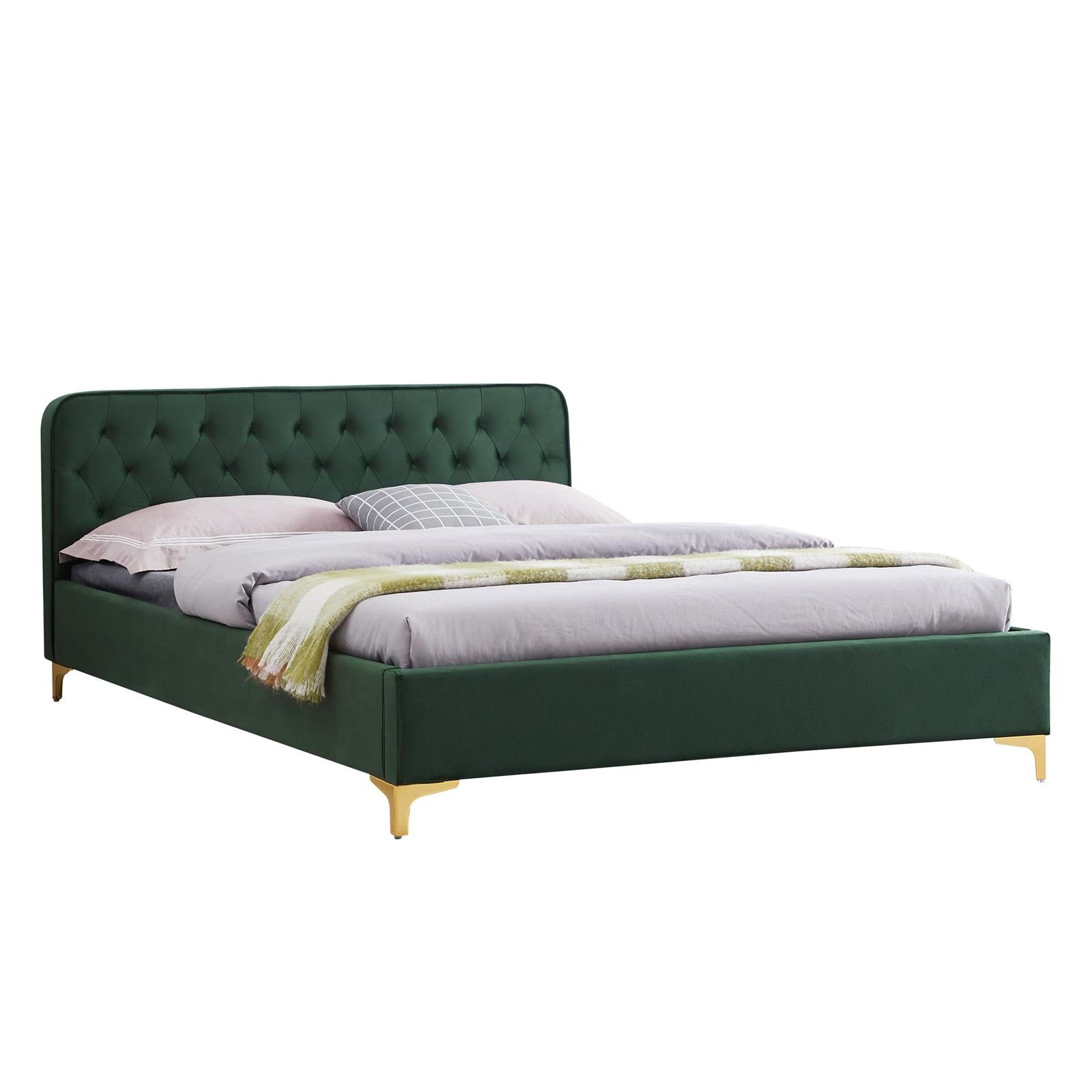 CARO-Möbel Polsterbett GLAMOUR, Polsterbett Doppelbett 140x200 cm Bettgestell Rahmen Samtbezug Barocks