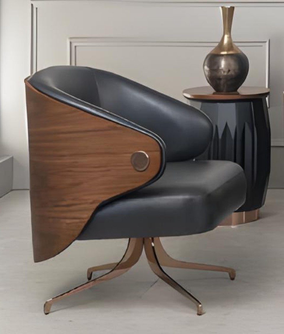 Xlmoebel Sessel XLMOEBEL moderner Sessel aus Leder in elegantem Schwarz (1-St., Sessel), Made in Europa