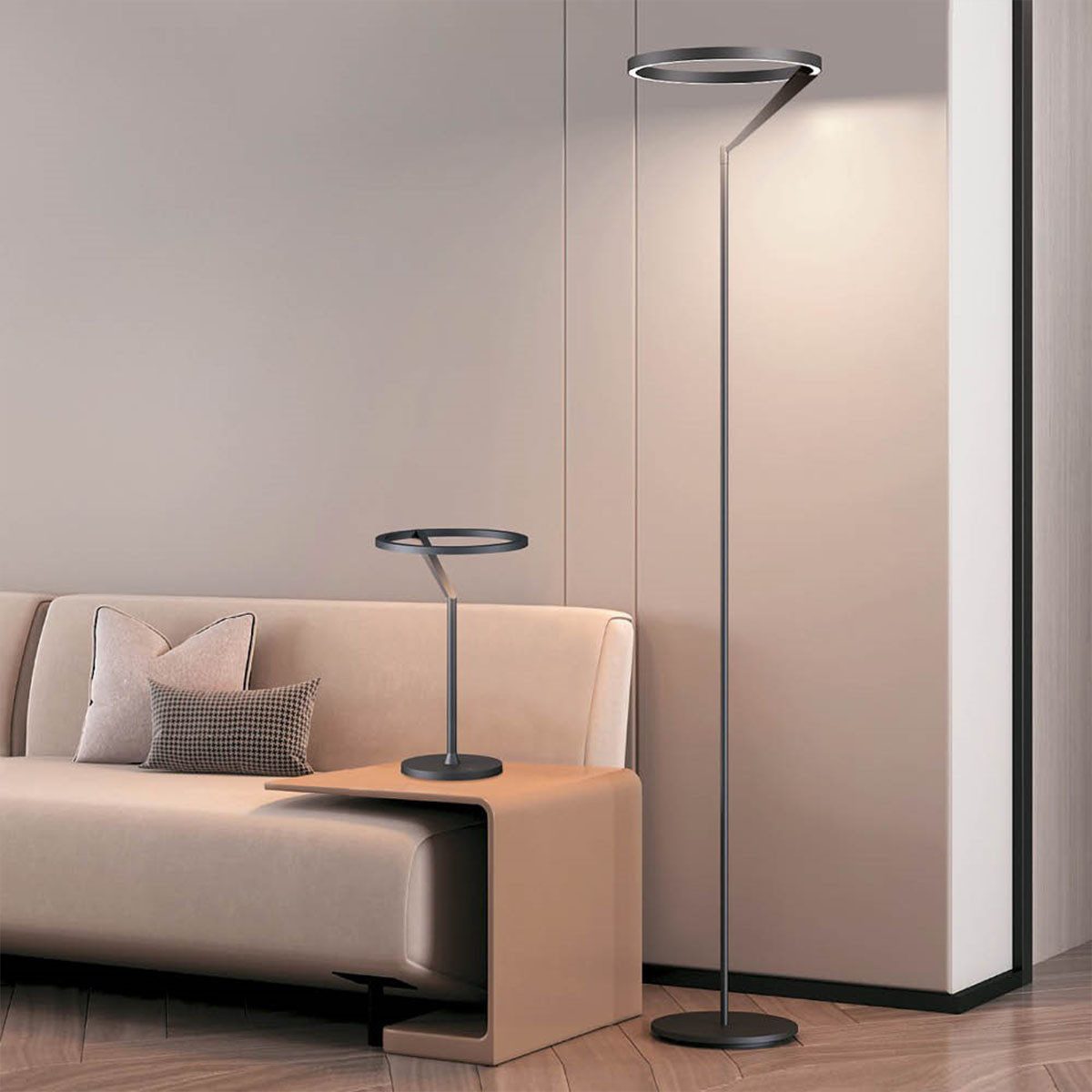 Vivida International LED Stehlampe Vivida Meridiana Ring Stehleuchte mit Up-Down Licht, Weiß, LED fest integriert, Warmweiß, Stehlampe