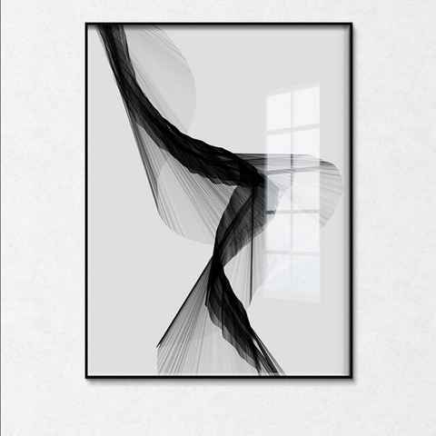 TPFLiving Kunstdruck (OHNE RAHMEN) Poster - Leinwand - Wandbild, Nordic Art - Abstrakte Linien - Bilder Wohnzimmer - (3 Motive in 7 verschiedenen Größen zur Auswahl), Farben: schwarz und weis - Größe: 21x30cm