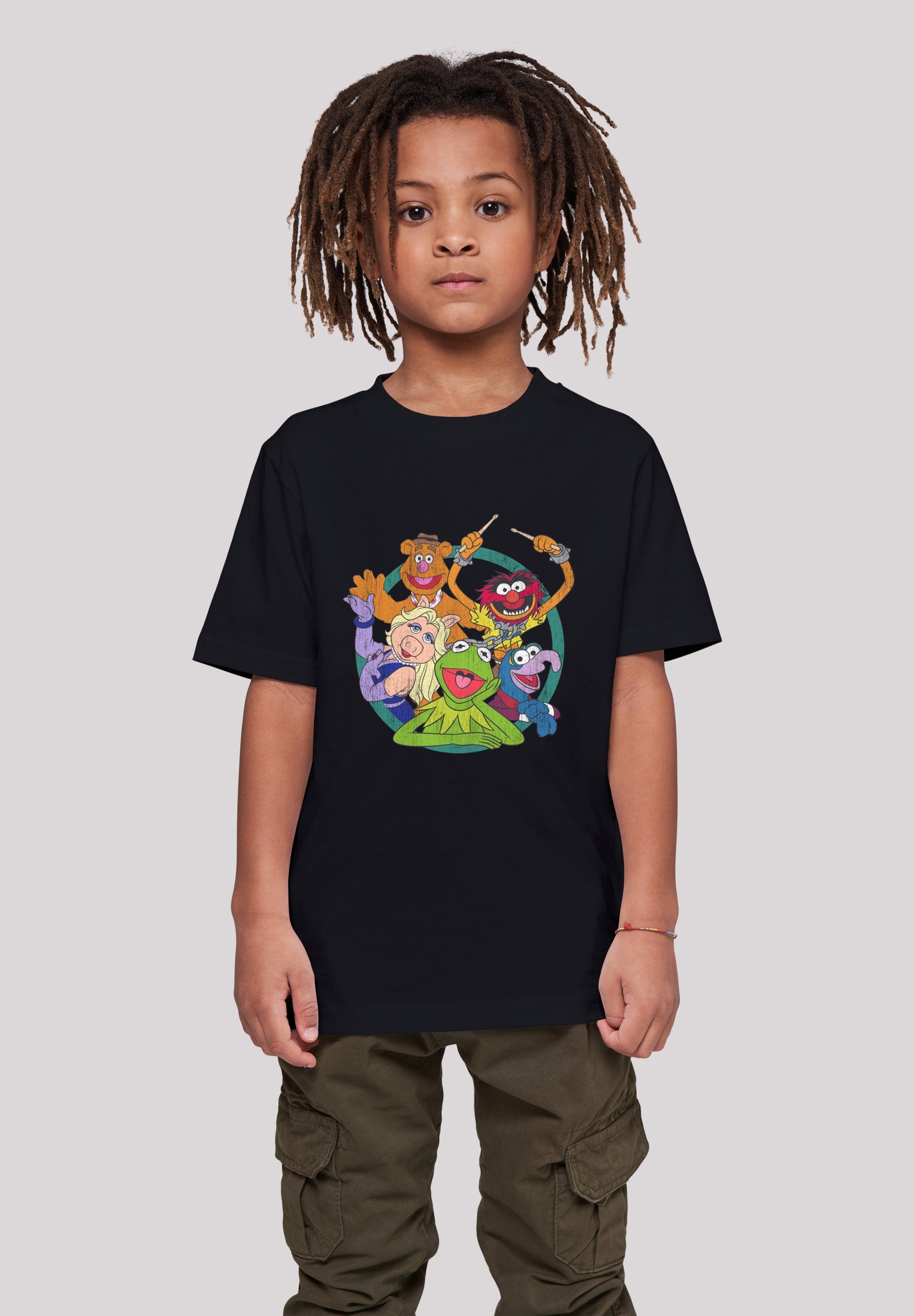 mit hohem Disney Sehr Muppets Die T-Shirt Baumwollstoff Group Print, F4NT4STIC weicher Circle Tragekomfort