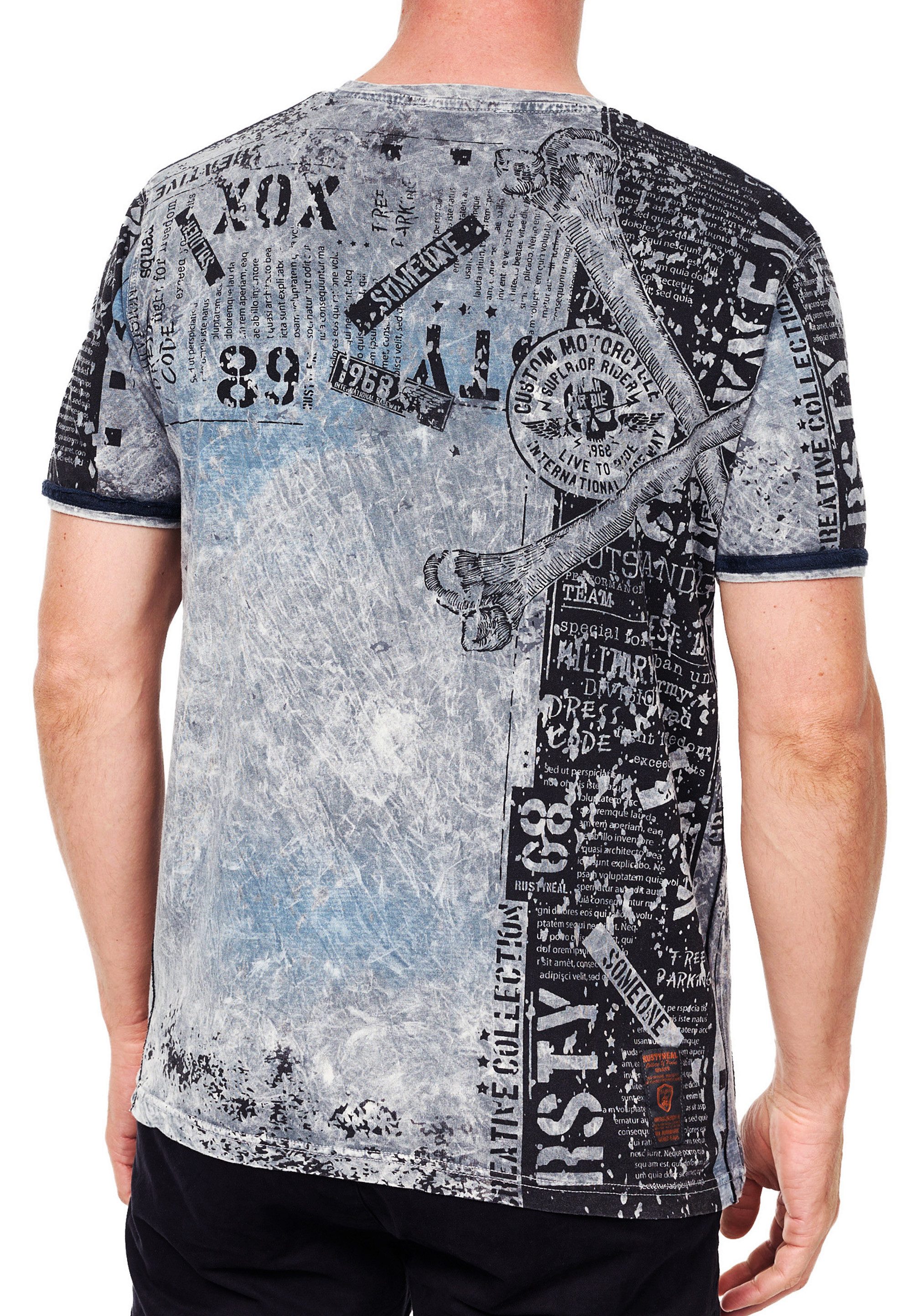 R-NEAL T-Shirt Designer Herren T-Shirt Verwaschen günstig online kaufen