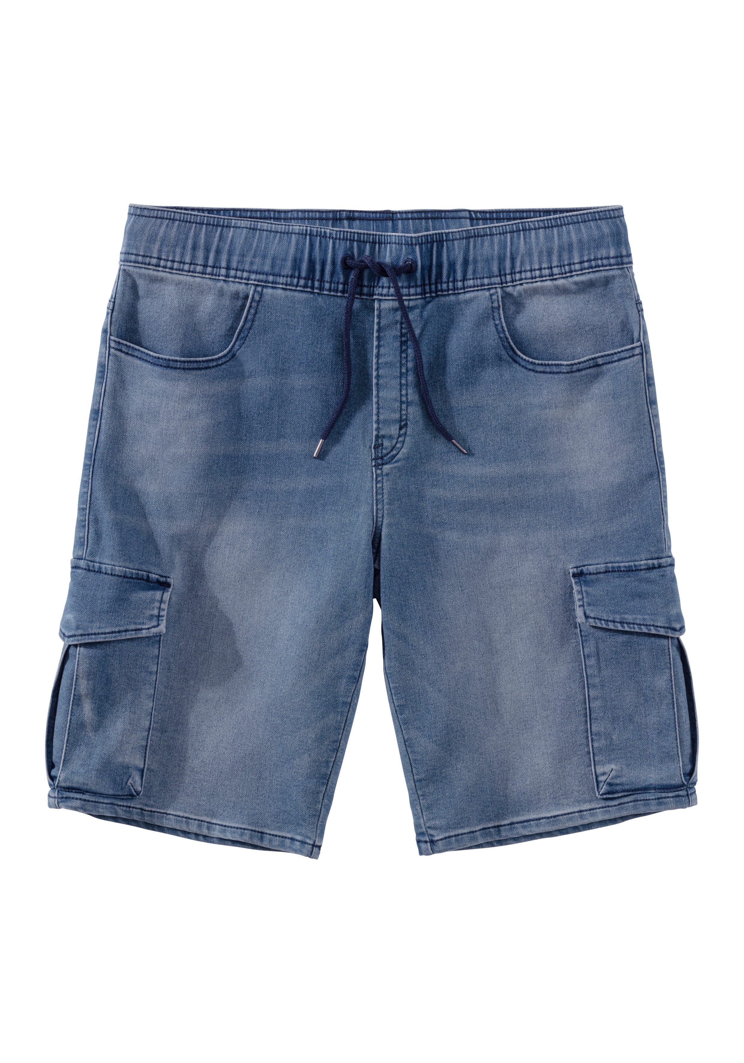 John Devin Shorts Bermuda, kurze Jogger Pants mit Cargotaschen, knielang, elastische Schlupf-Bermuda