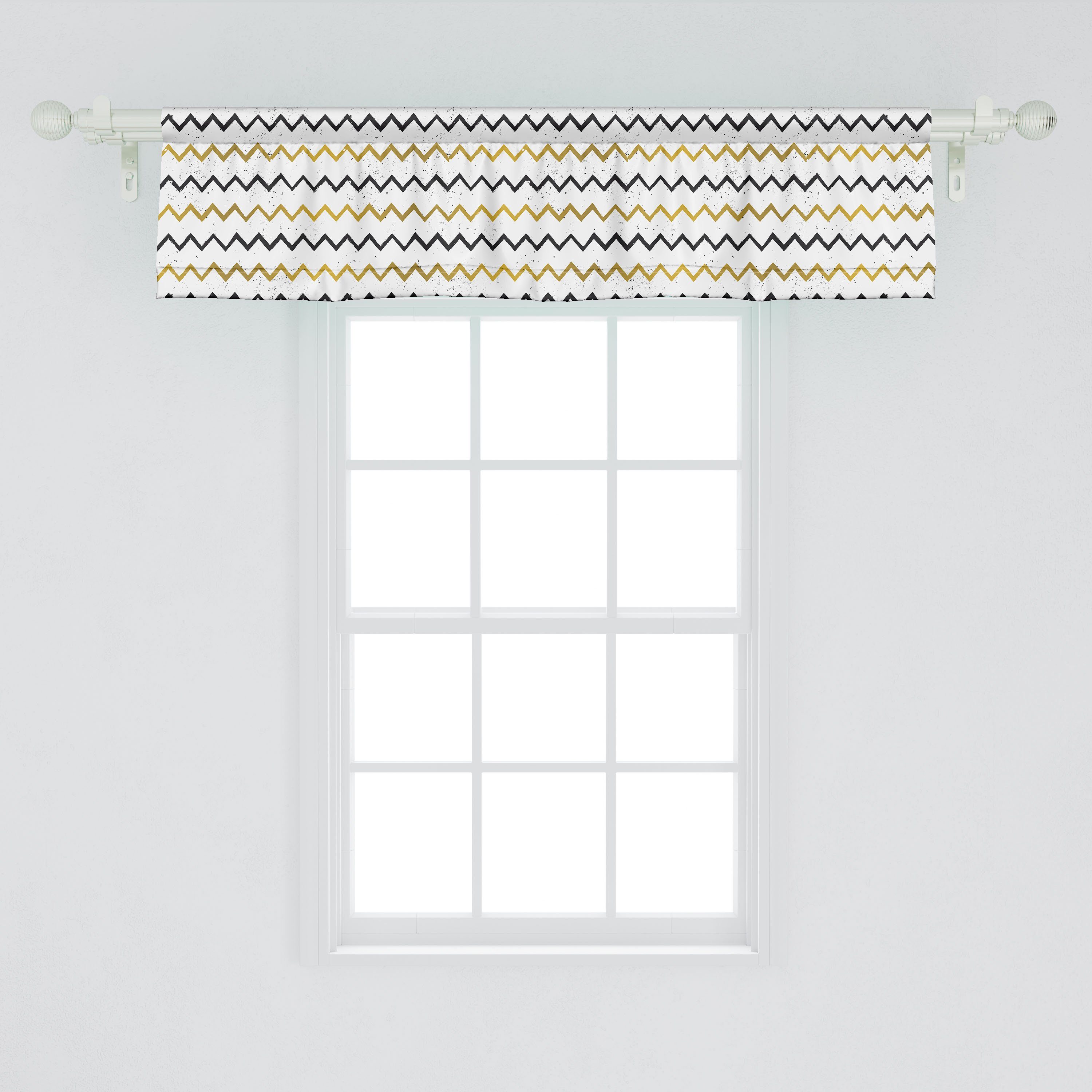 Scheibengardine Vorhang Volant für Abakuhaus, mit Stangentasche, Kunst Sprayed Küche Microfaser, Abstrakt Grunge Schlafzimmer Dekor Zigzag