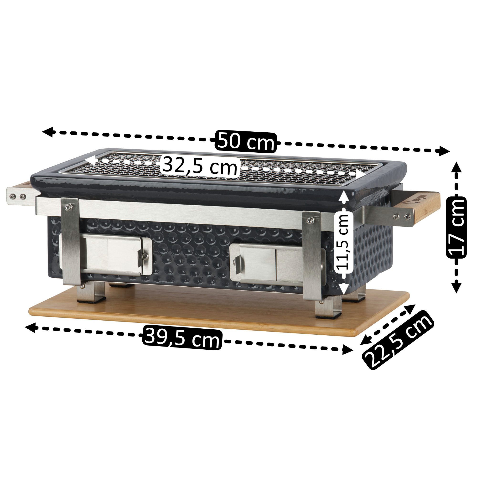 BBQ-Toro Keramikgrill Tischgrill mit Holzunterlage, Outdoor Hibachi Grill für Camping