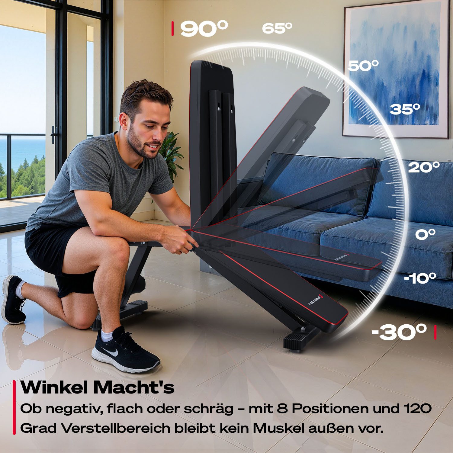 Sportstech Hantelbank BRT250, Easy-Folding-System, EVA-Polster