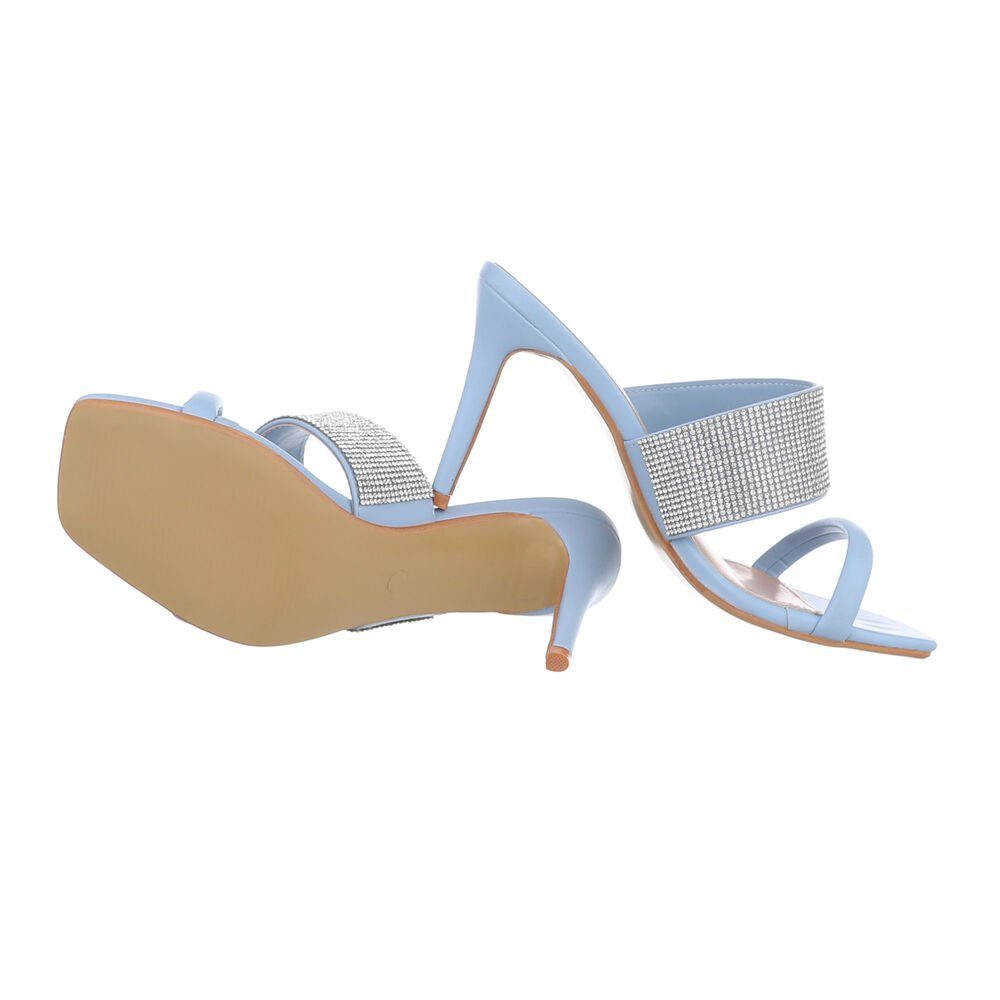 in Hellblau Clubwear Sandaletten Party Mules & Sandalen Ital-Design Pfennig-/Stilettoabsatz Pantolette & Damen