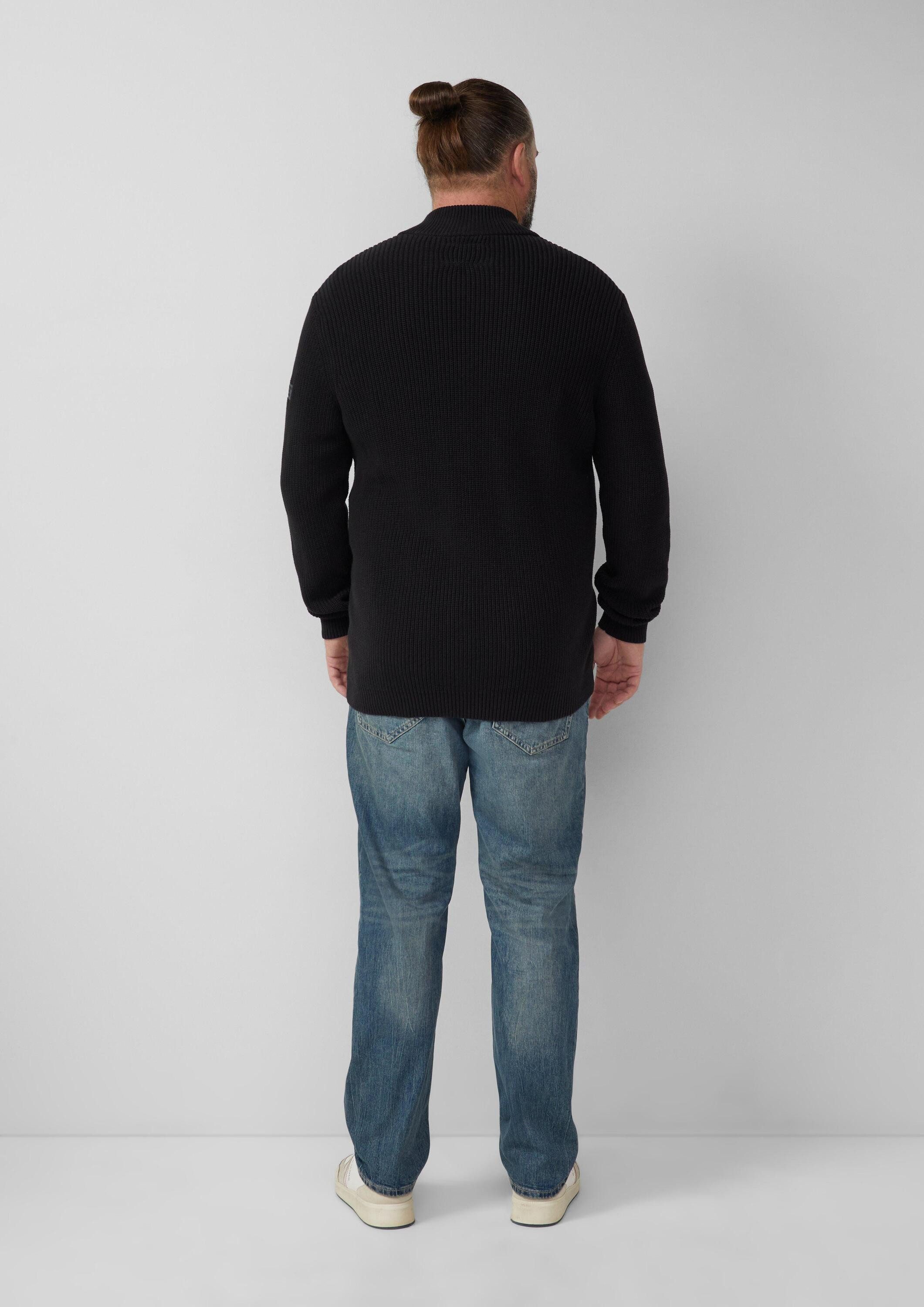 s.Oliver Cardigan Strickjacke Struktur-Strickjacke mit Eingrifftaschen und Reißverschluss