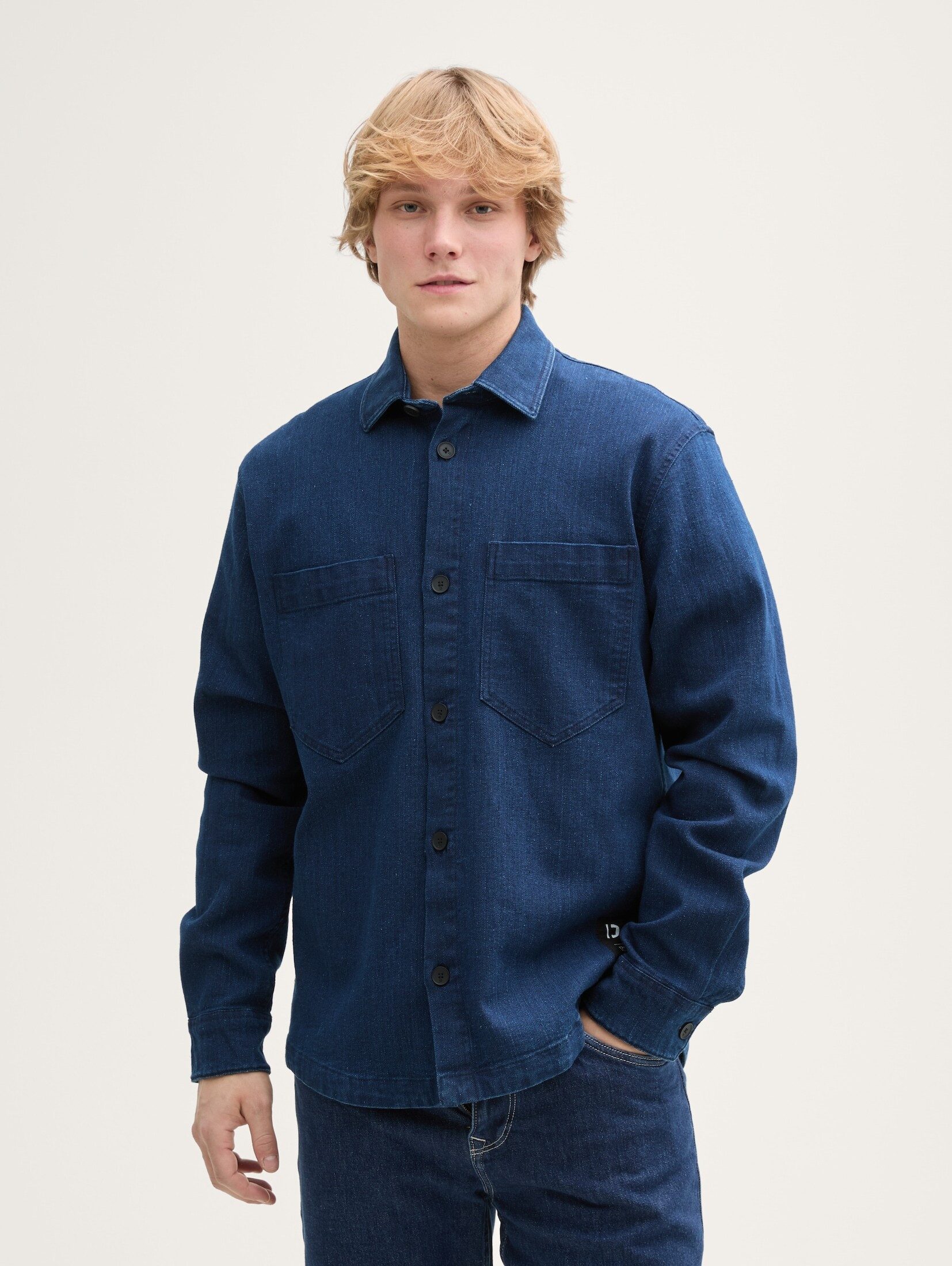 Langarmhemd Overshirt aus Jeans-Stoff