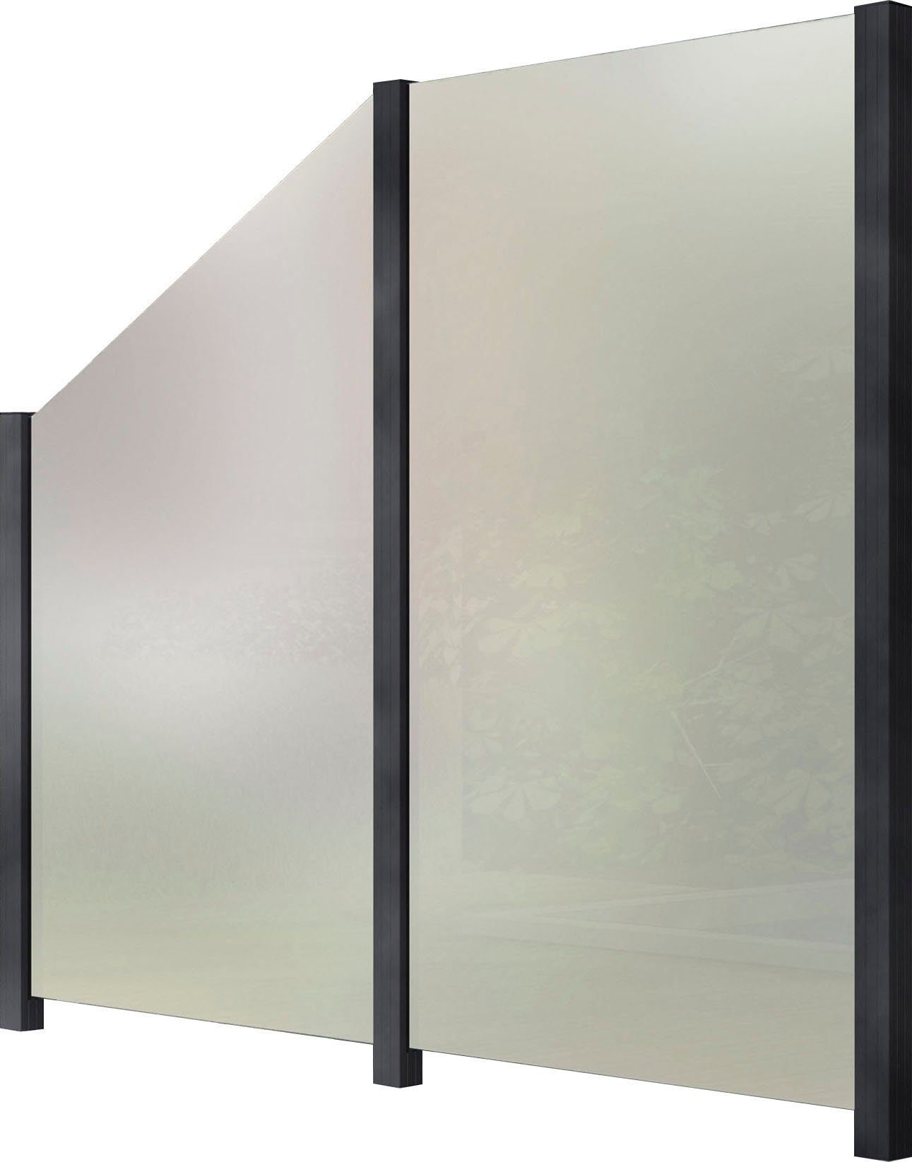 STAKET PRO Zaun, (Set), Glaszaun, Gesamtlänge: 2,17 m, 3 Pfosten