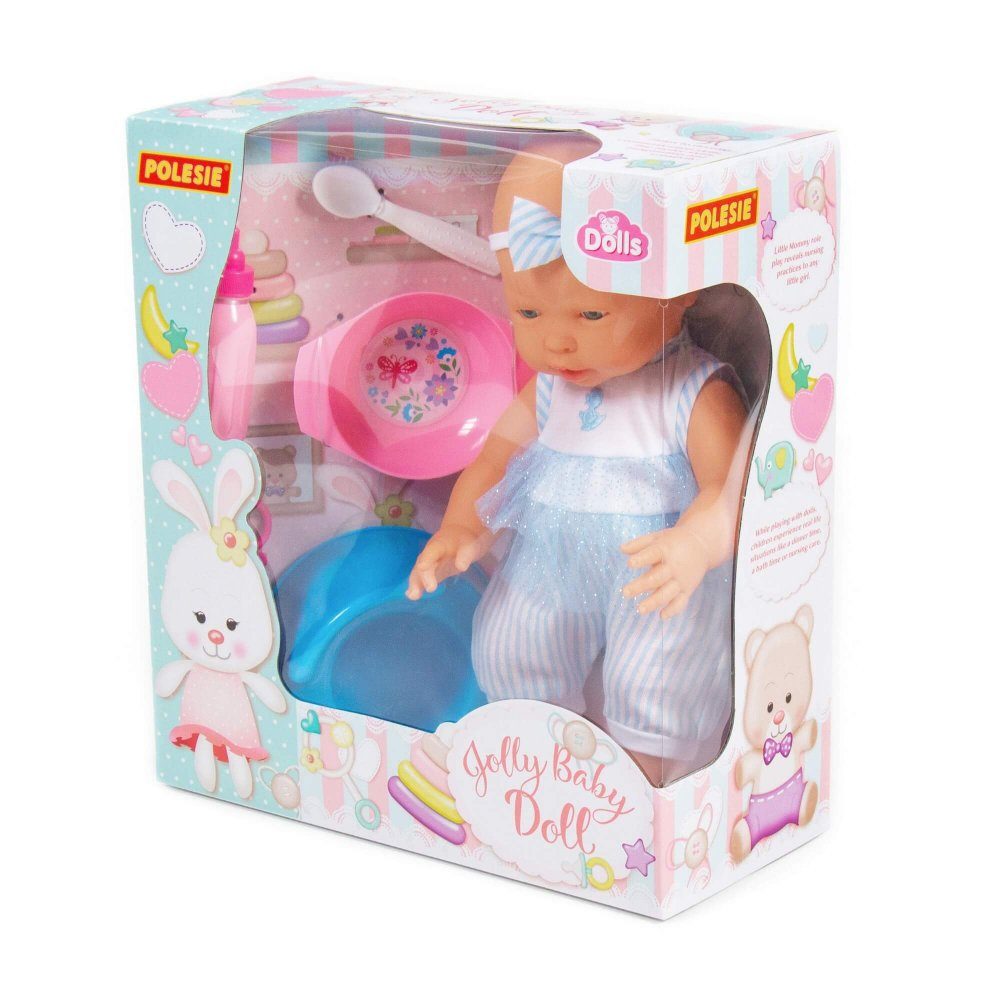 Babypuppe Fröhliche Baby Puppe, 35 cm mit Schnuller und Zubehör, 4 Teile