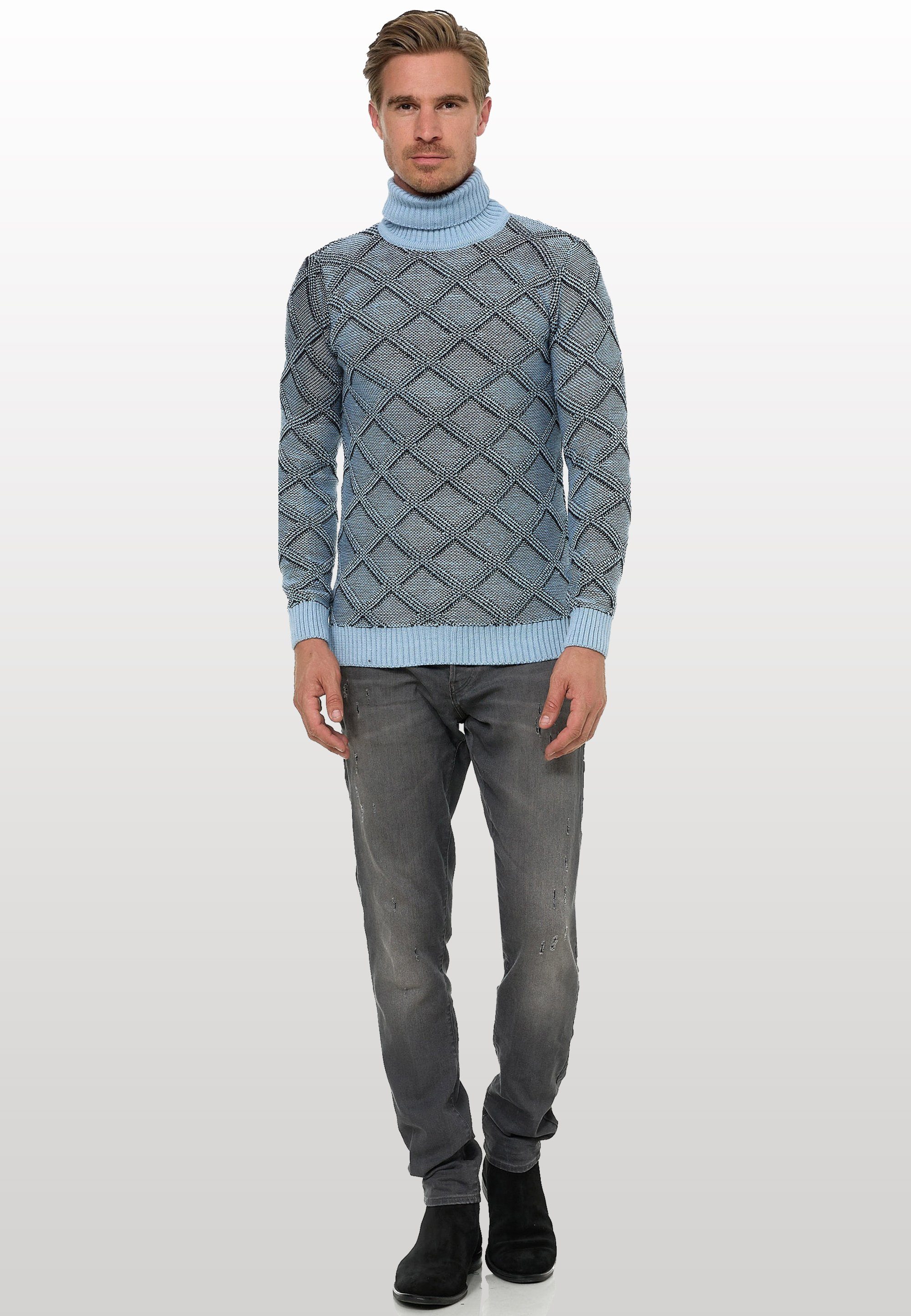 Rusty Neal Rollkragenpullover mit stylischem Karo-Muster günstig online kaufen