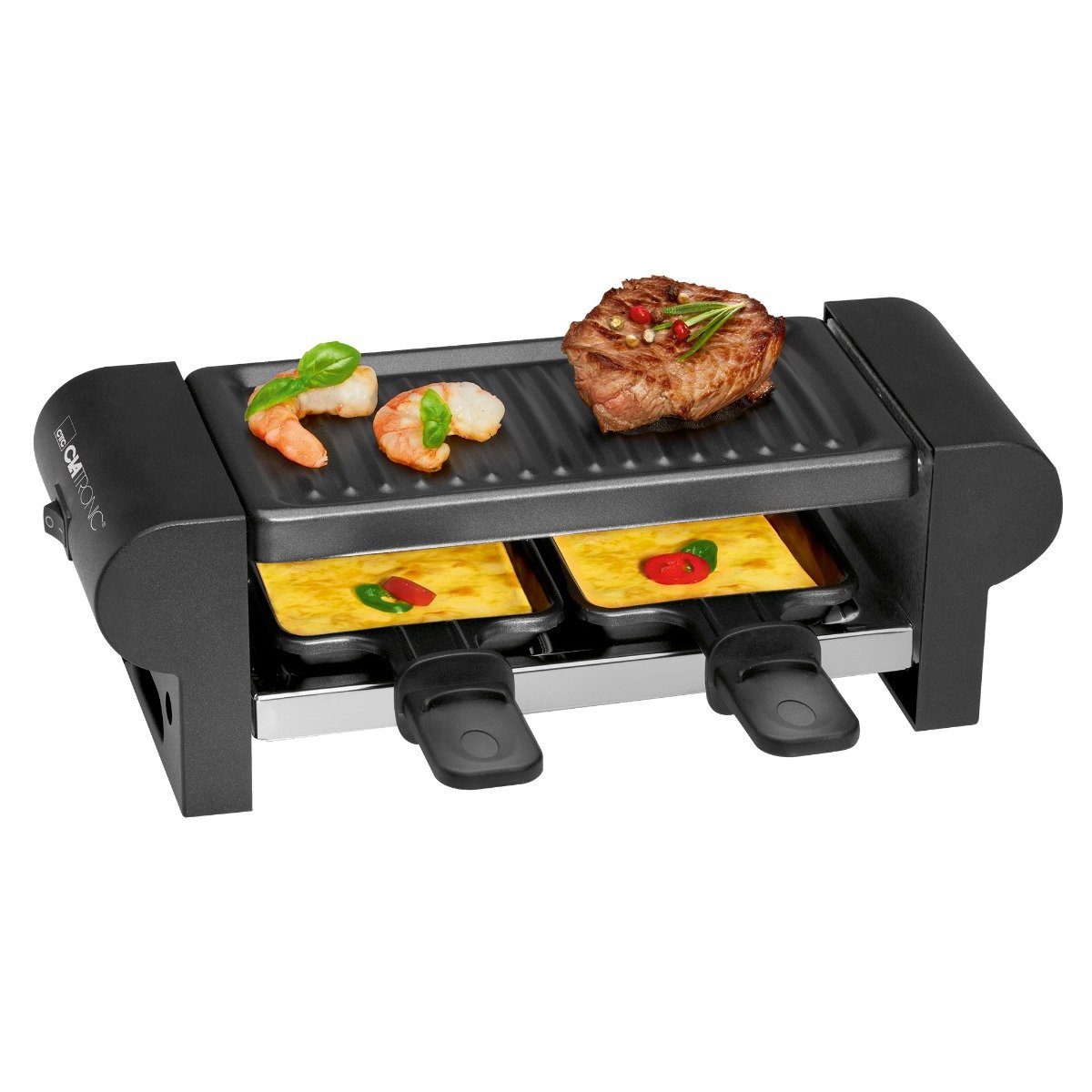 CLATRONIC Raclette RG 3592, Raclette Grill für 2 Personen, Platzsparend