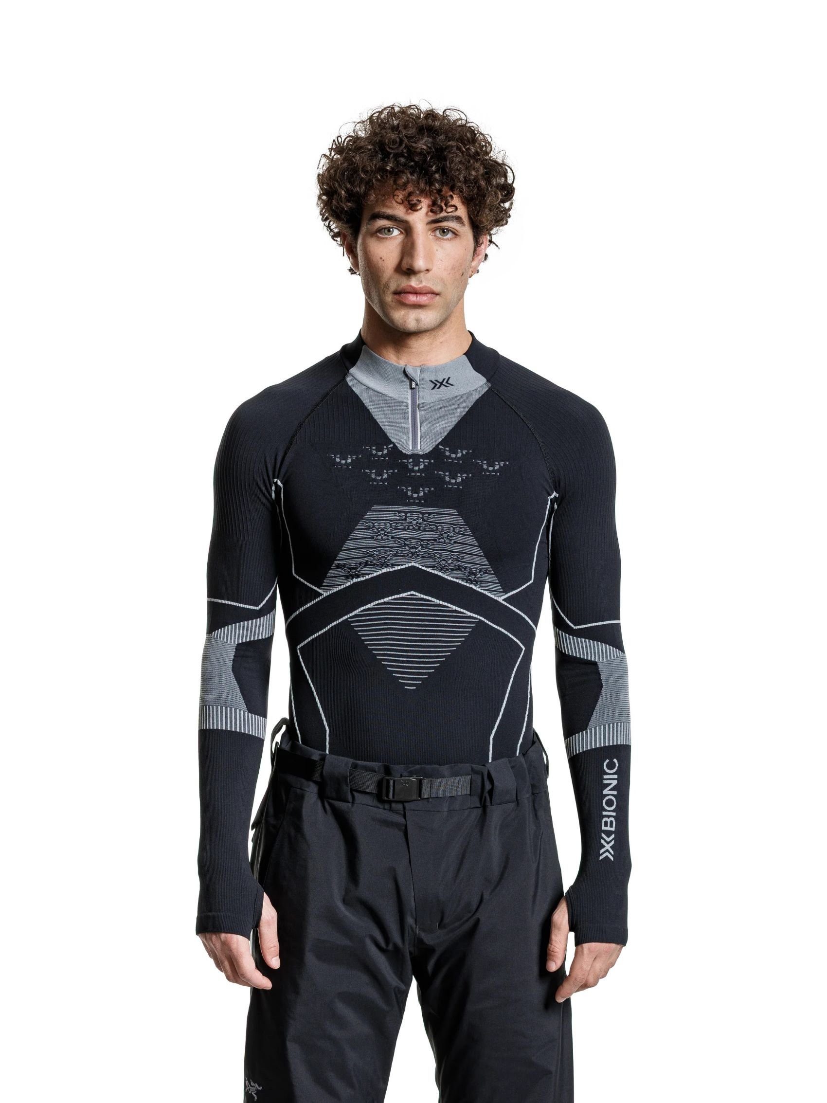 X-Bionic Langarmshirt Energy Accumulator Light Half Zip Unterwäsche schwarz/grau Herren