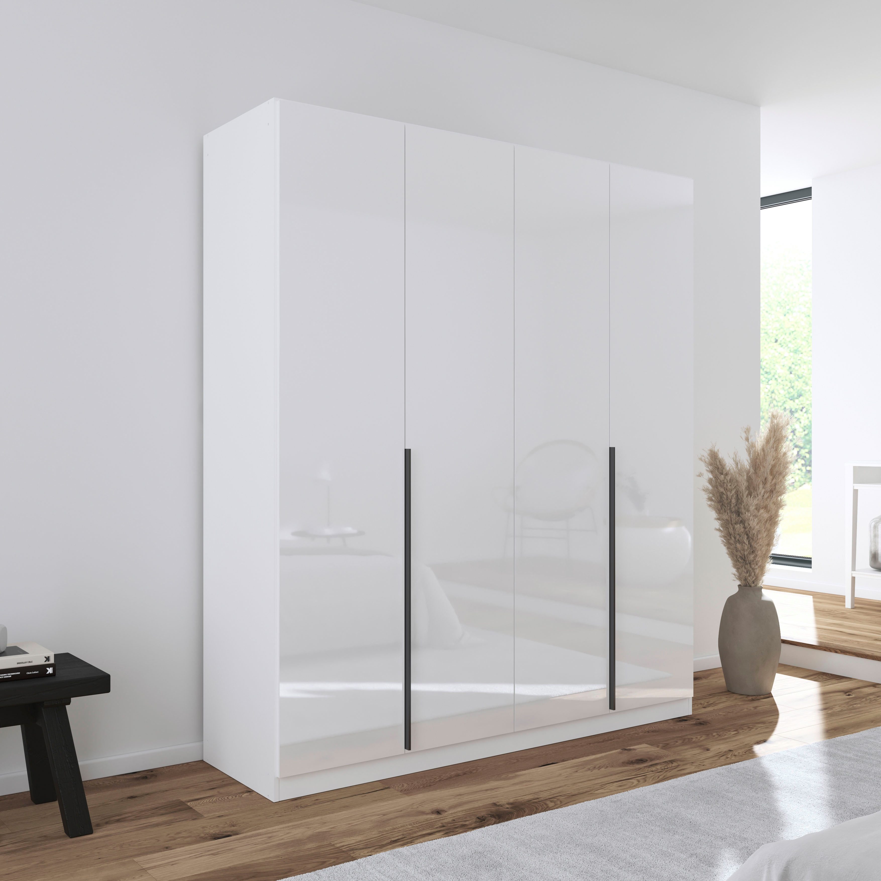OTTO home Drehtürenschrank Kleiderschrank Schrank Garderobe AGORDO Schlafzimmer (in zwei Griff-Farben, Breiten 91-405 cm, Dekor- oder Hochglanzfront) durchdachte Innenausstattung, in 8 Breiten und 2 Höhen MADE IN GERMANY