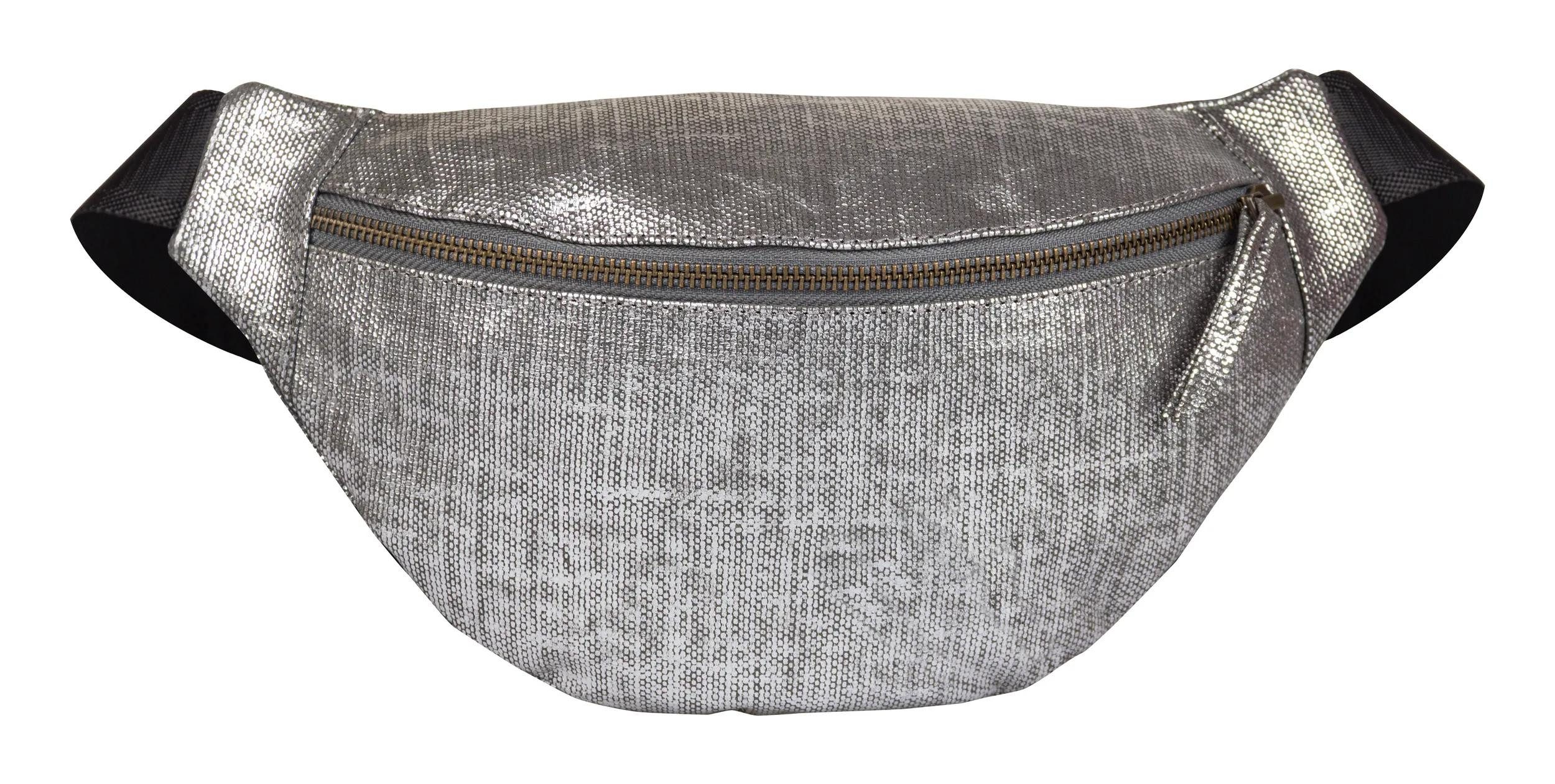 CLAIREFONTAINE Seidentuch Gürteltasche aus Leder, Kleopathra, 30x16,2 cm - Silber 410204C, LEDER TASCHEN & LEDERWAREN