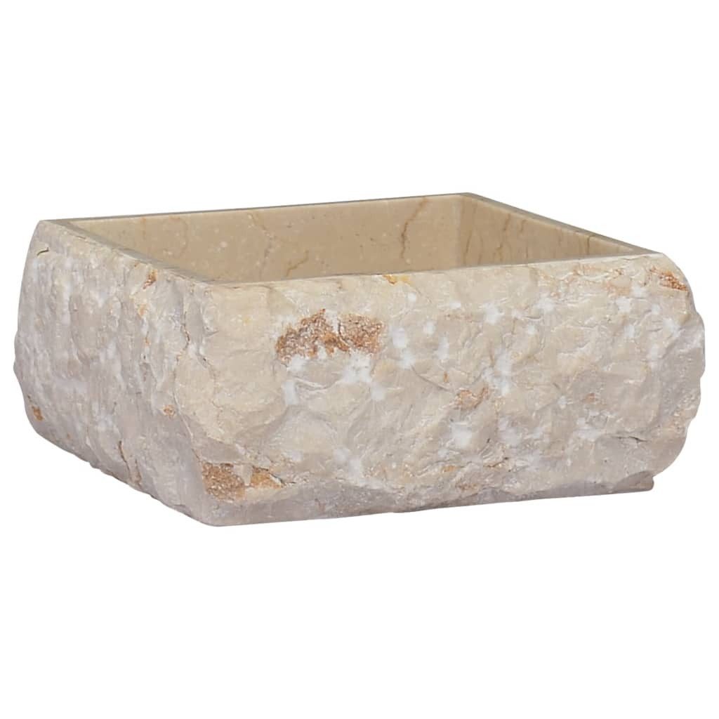 vidaXL Waschbecken NA Aufsatzwaschbecken aus Marmor 30x30 cm Creme für modernes Badezimme