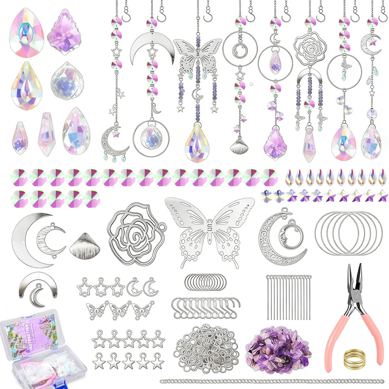 Diwzbyn Kreativset Sonnenfänger Bastelset,400-teiliges DIY Kristall Sonnenfänger Set, (400-tlg), Regenbogen Lichtfänger für Fenster, Innen- und Außendekoration