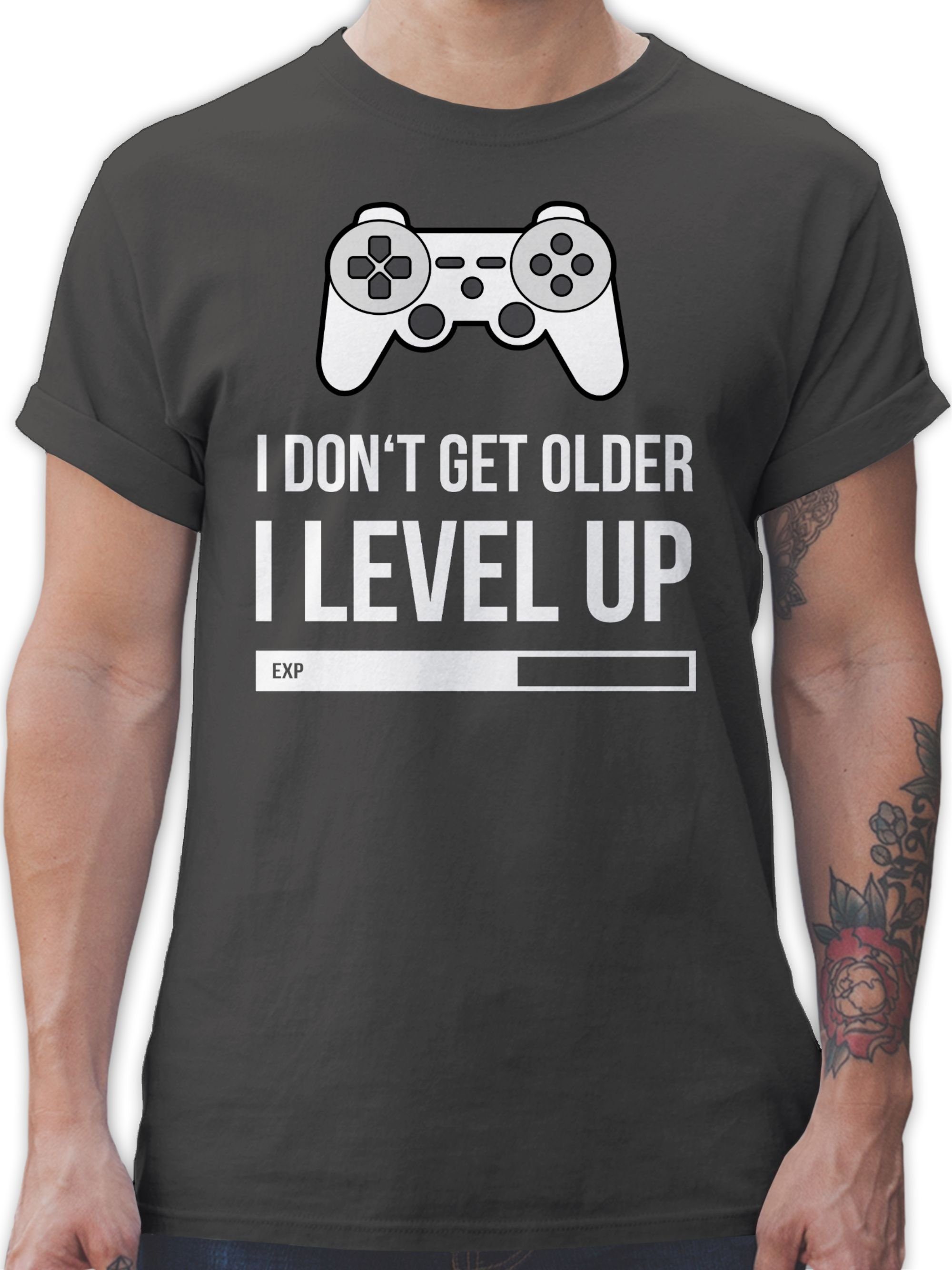 Shirtracer T-Shirt Geburtstag Geschenk Dunkelgrau 03 don't I older get Level I up