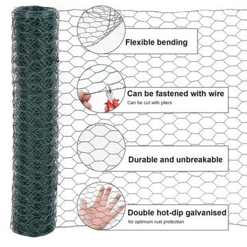 Bettizia Maschendrahtzaun Gartenzaun Sechseckgeflecht 0.5m x 25m, Grün, (1-St)