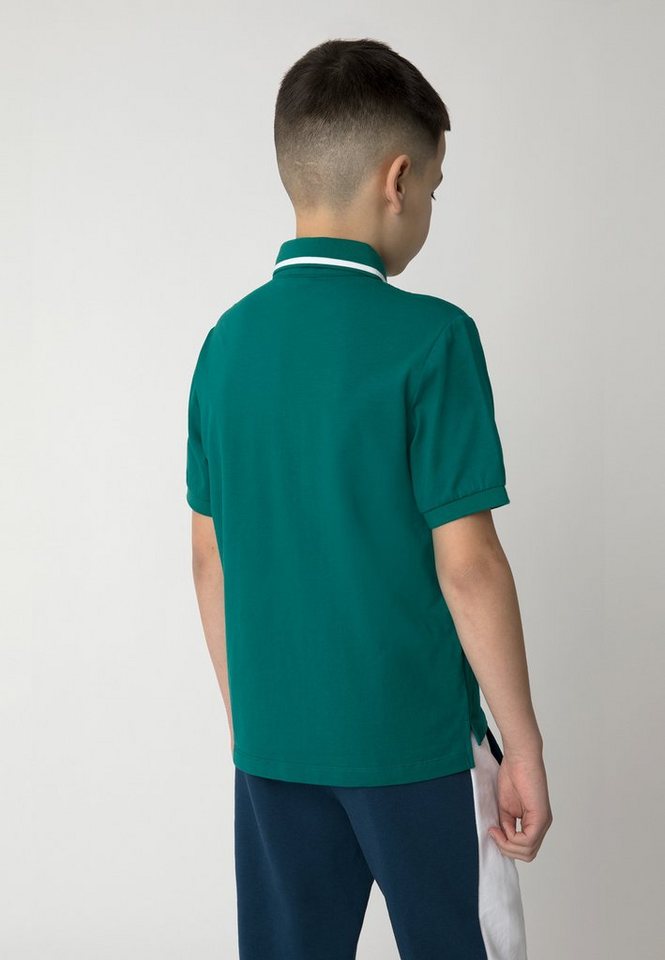 Frontprint, gefertigt Gulliver trendigem Poloshirt Aus mit Baumwoll-Elasthan-Mix angenehmem