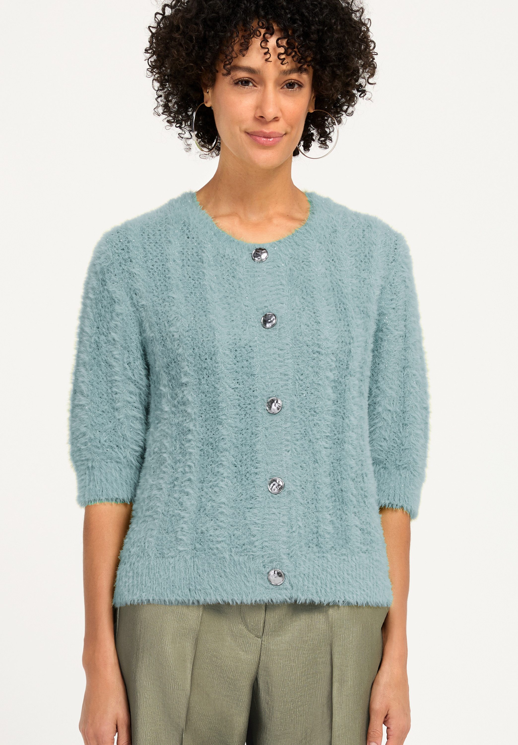 bianca Strickjacke RONA in flauschigem Strick mit Glitzer-Detail-Garn