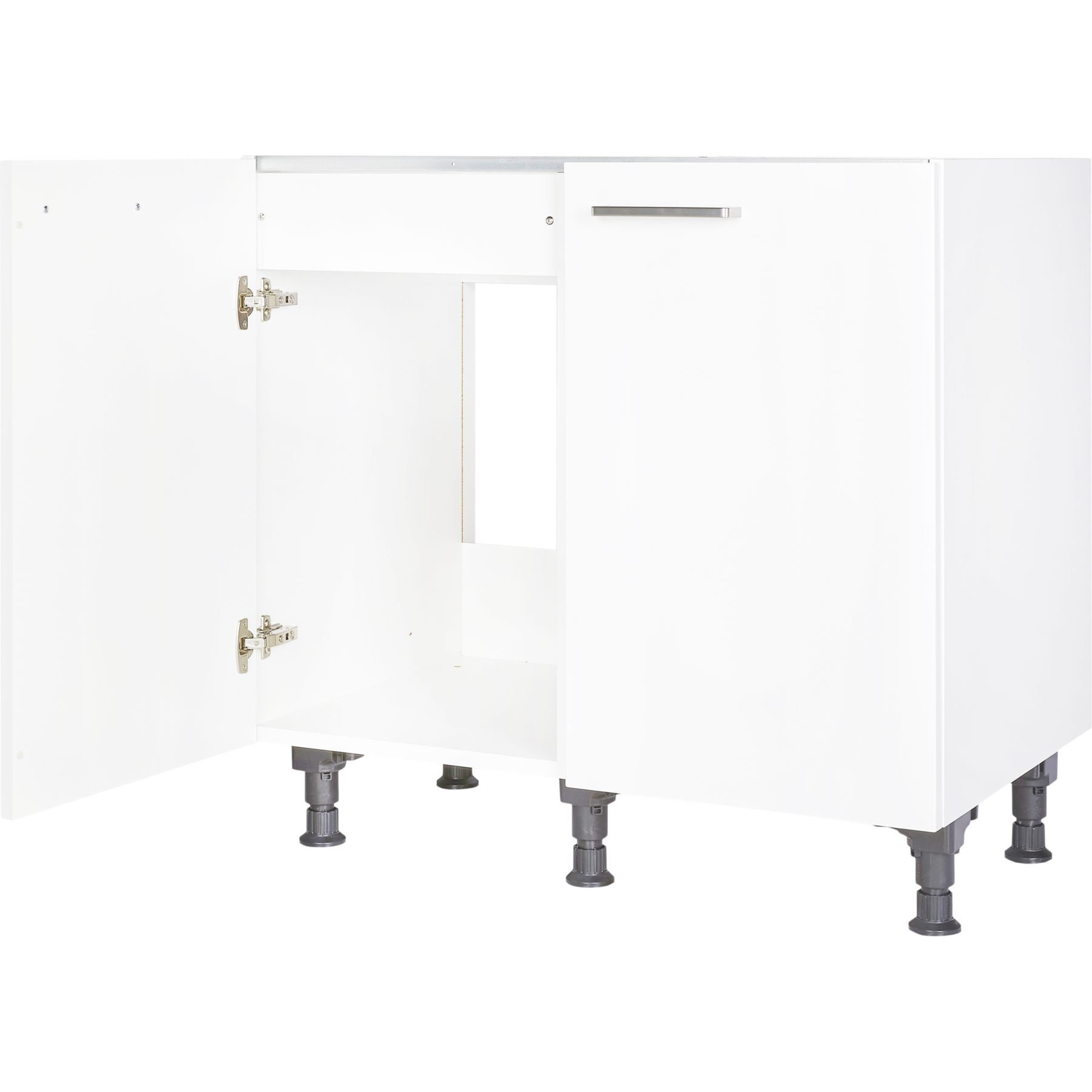 nobilia® Spülenschrank SPUD90 Metallgriff Edelstahlfarbig 263, hochwertig + komplett vormontiert