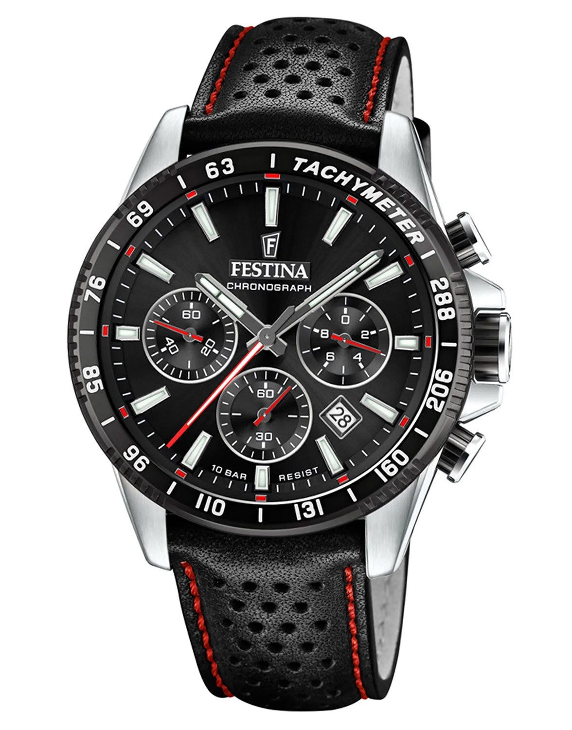 Festina Quarzuhr Chronograph Schwarz/Rot günstig online kaufen