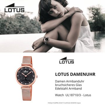 Lotus Quarzuhr LOTUS Damen Uhr Fashion 18710/3, Damenuhr rund, klein (ca. 29mm) Edelstahlarmband rosegold