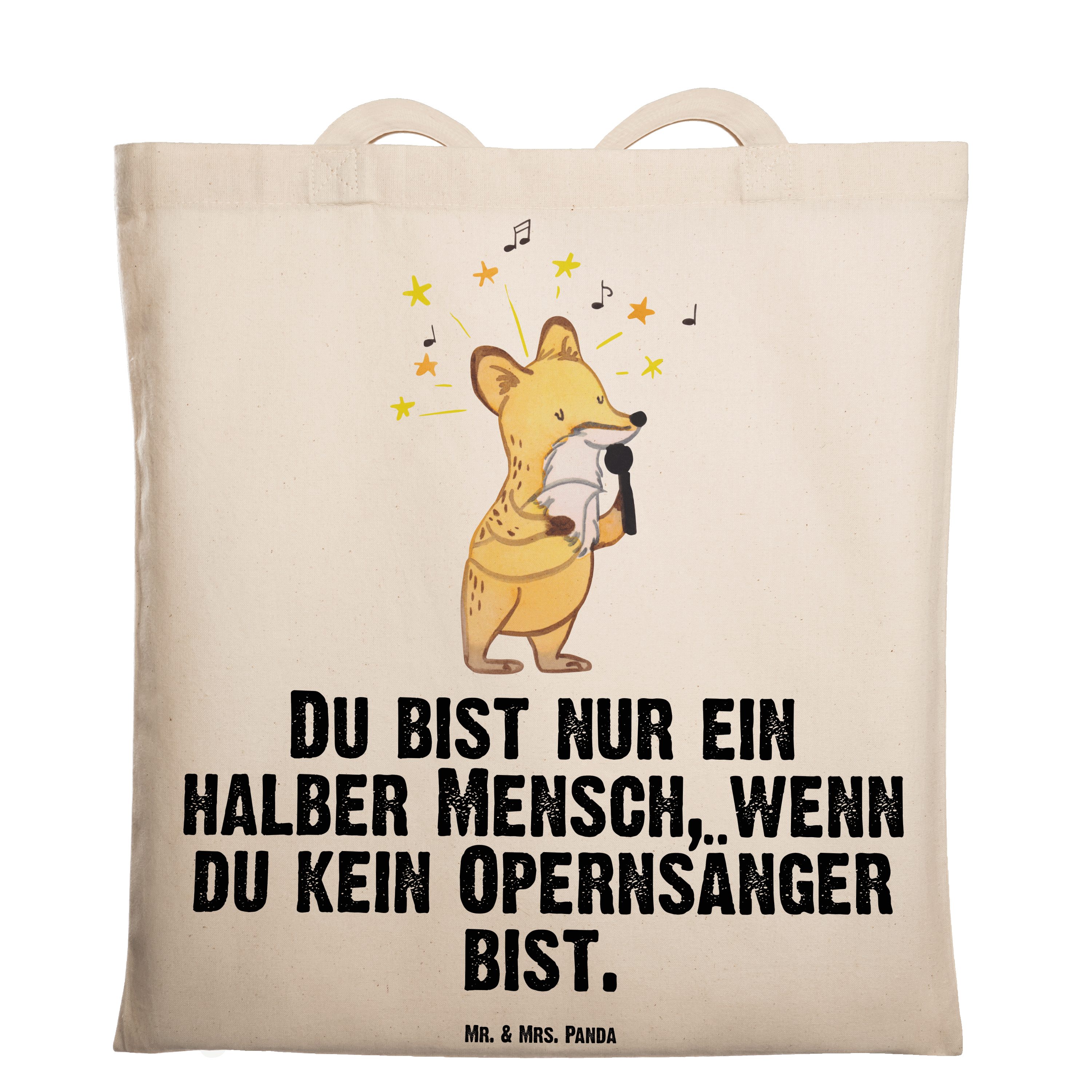 Mr. & Mrs. Panda Tragetasche Opernsänger mit Herz - Transparent - Geschenk, Jutebeutel, Arbeitskol (1-tlg)