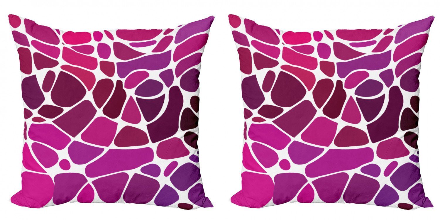 Kissenbezüge Modern Accent Doppelseitiger Digitaldruck, Abakuhaus (2 Stück), Lila und rosa abstrakte Mosaik