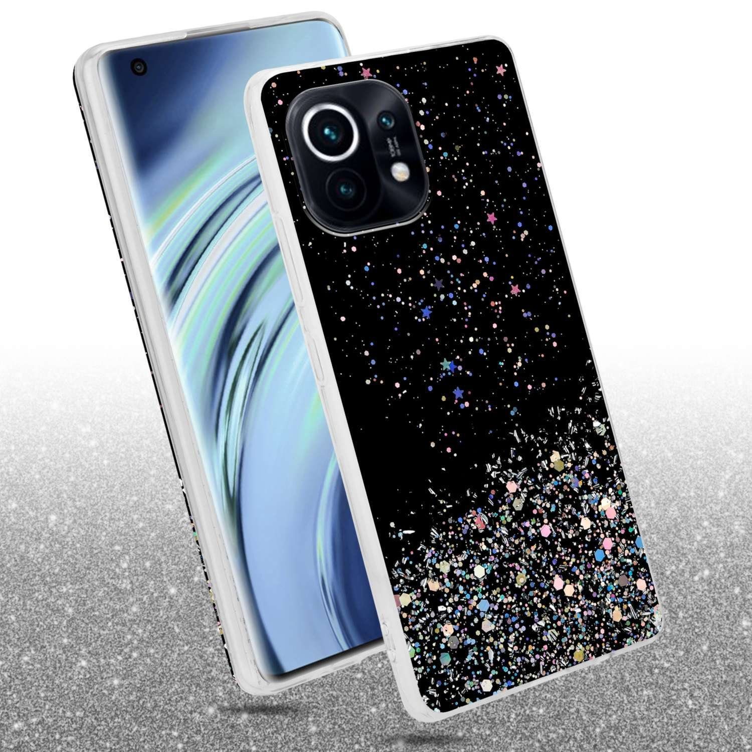 Cadorabo Handyhülle für Xiaomi Mi 11 5G Hülle Xiaomi Mi 11 5G, Flexible TPU Silikon Handy Schutzhülle - Hülle - mit Glitzer
