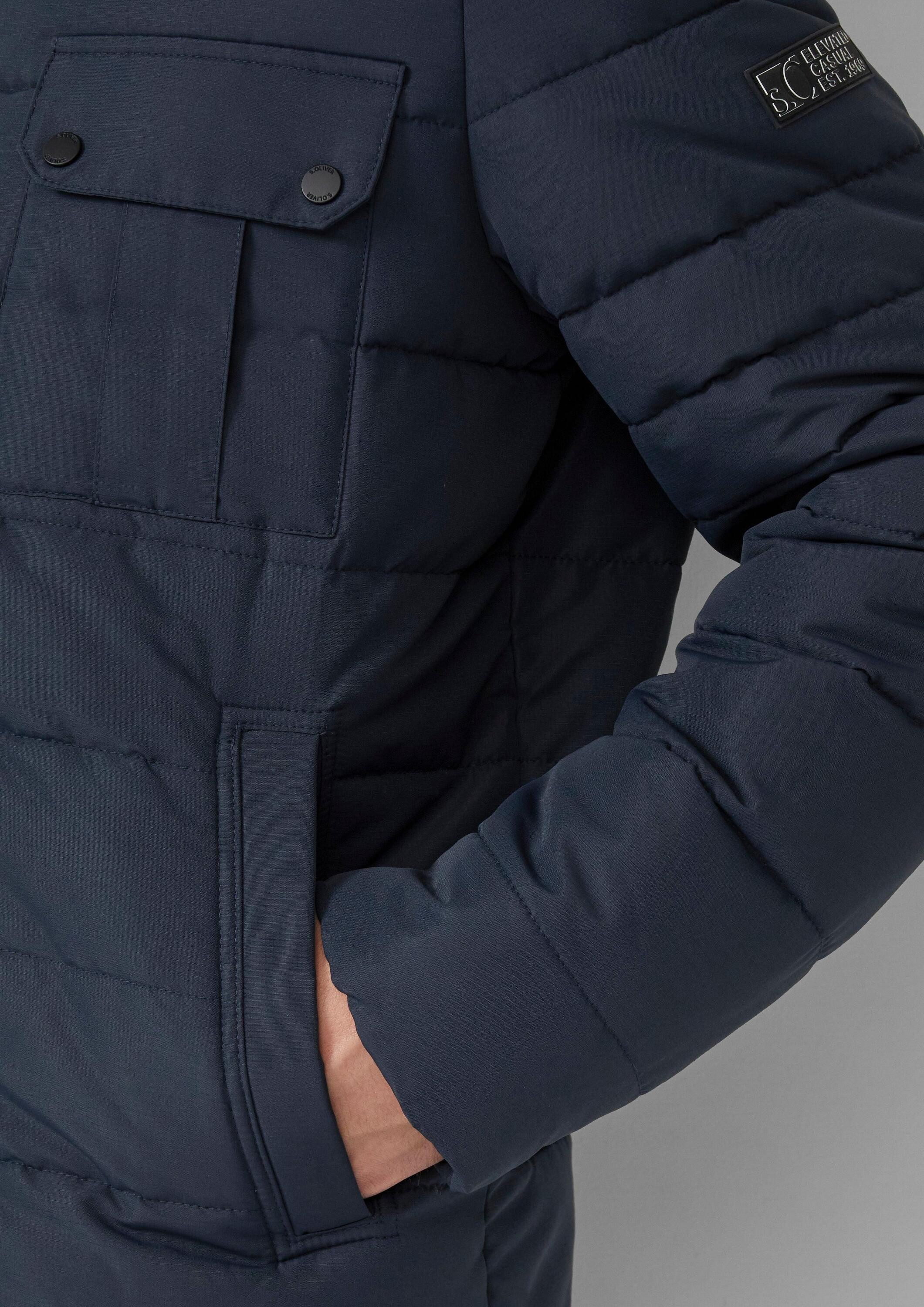s.Oliver Winterjacke Outdoor-Jacke Sportive Puffer-Jacke mit abnehmbarer Kapuze
