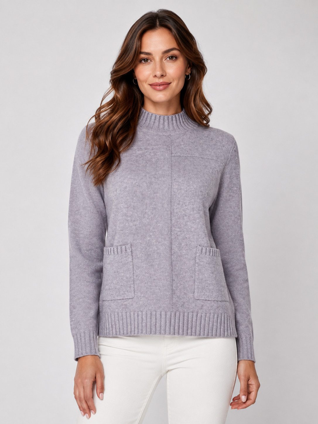 Passioni Strickpullover Stehkragenpullover mit sichtbaren Nähten