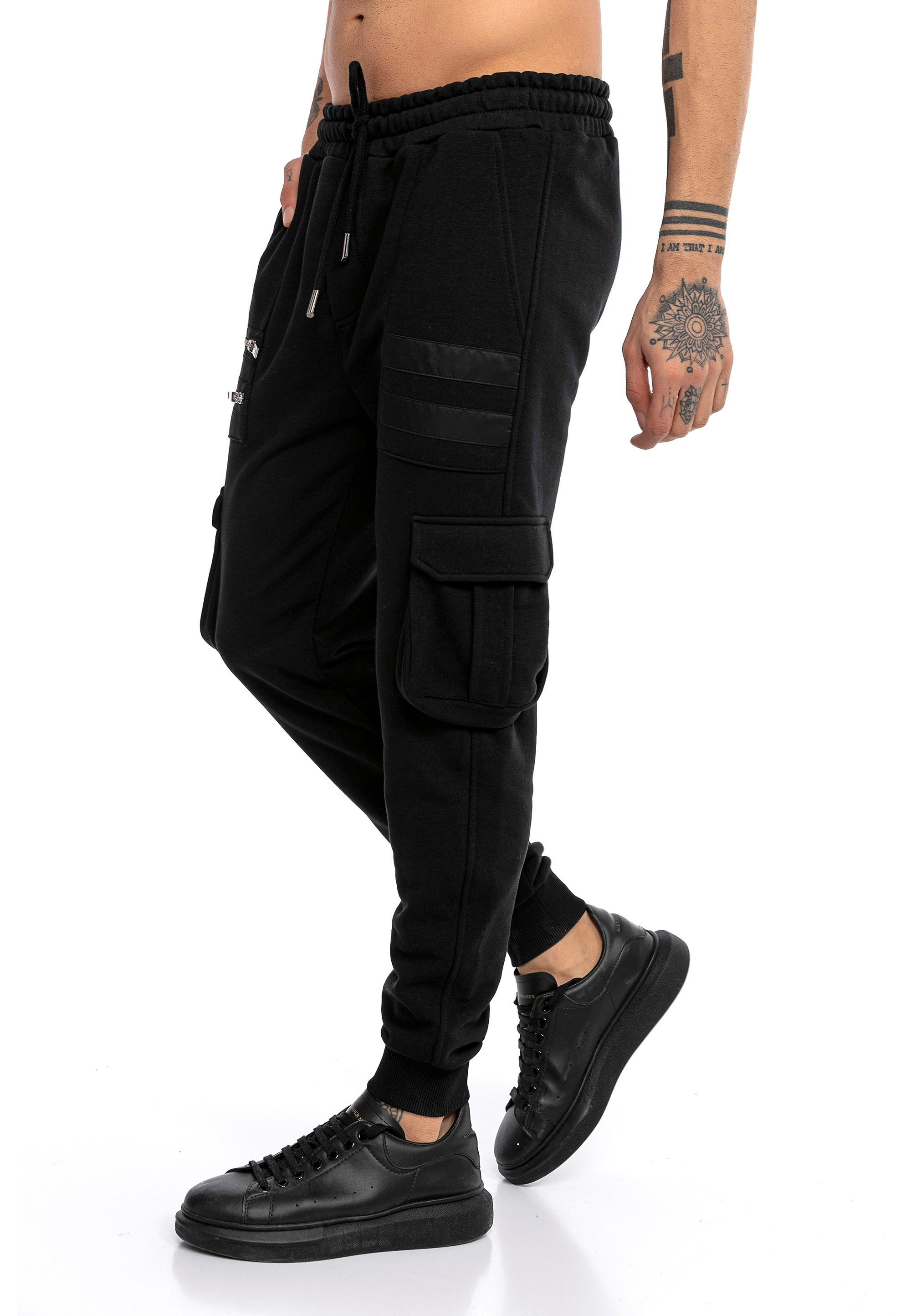 RedBridge Jogginghose im Cargo Design - Bequeme Passform mit Zipper Details Zipper Details