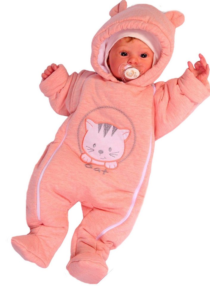 La Bortini Schneeoverall Baby Overall Wagenanzug mit Katze Übergangsoverall aus Baumwolle, gefüllt, 44 50 56 62 68 74