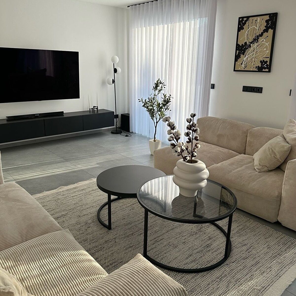 en.casa Couchtisch (2-St., Set aus 1 großem und 1 kleinem Couchtisch), Rauchglasplatten, 2 Größen 91332147