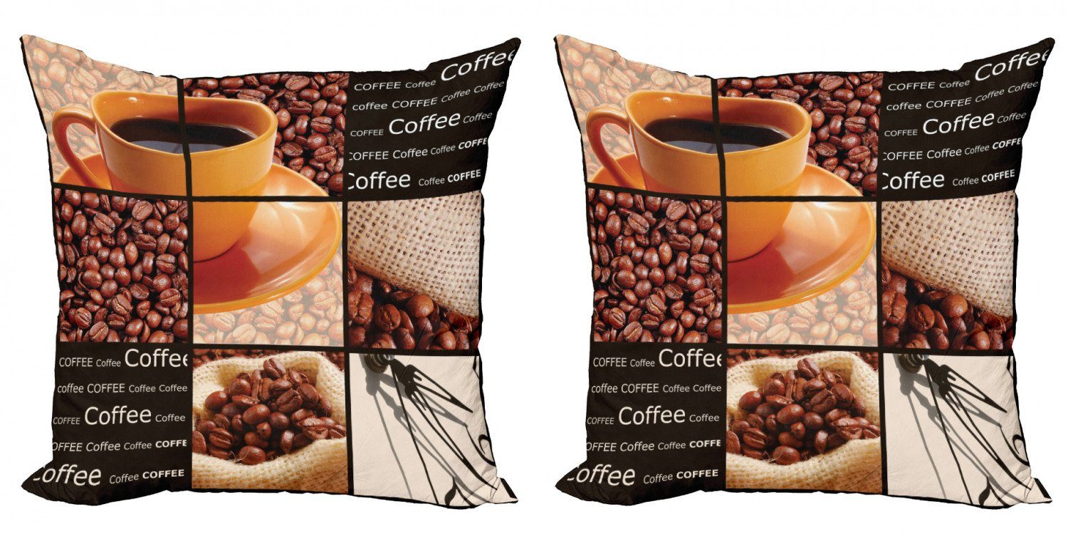 Kissenbezüge Modern Accent Doppelseitiger Digitaldruck, Abakuhaus (2 Stück), Kaffee Hot Beverage orange Cup