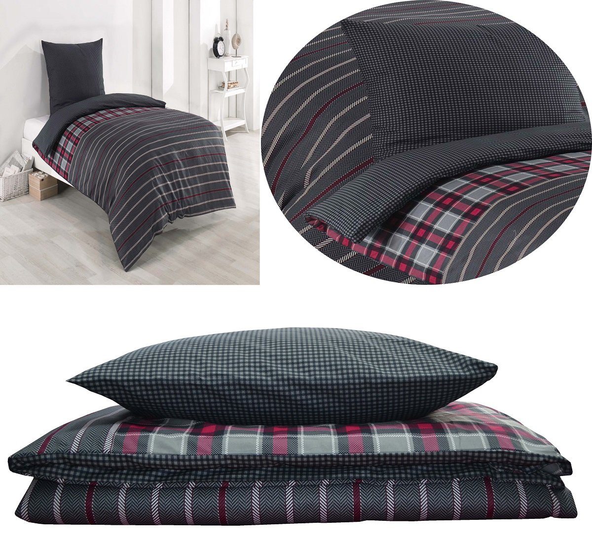 Buymax Bettwäsche Bettbezug Set, Renforcé, 2 teilig, 135x200 cm 100% Baumwo günstig online kaufen