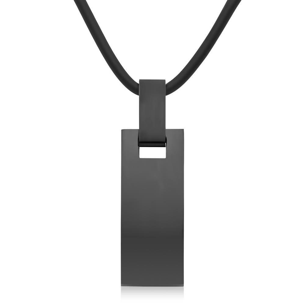 Unique Kette mit Anhänger Schwarzer Edelstahlanhänger inkl Kautschukkette U günstig online kaufen