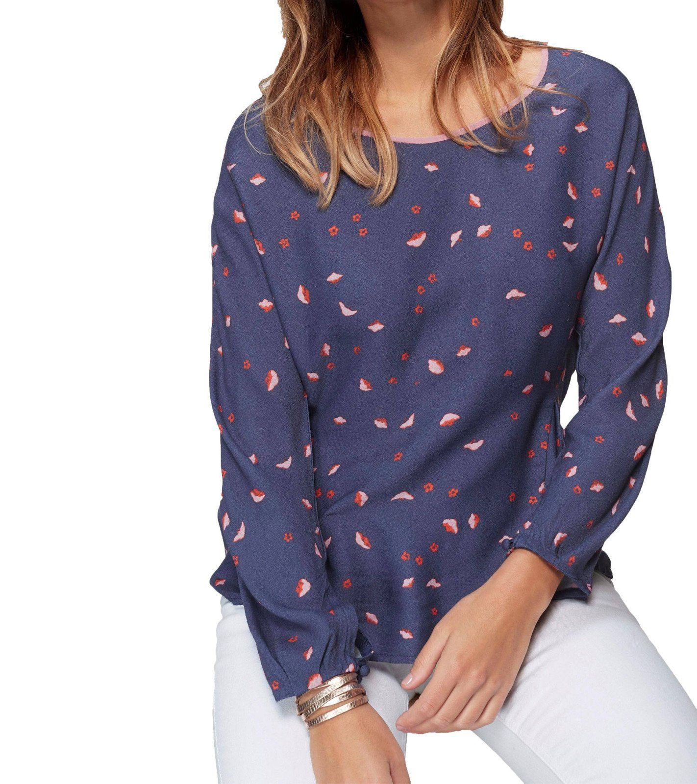 NOA NOA Rundhalsshirt »NOA NOA Langarm-Shirt geblümtes Sommer-Longsleeve  Damen Sweatshirt Freizeit-Shirt Blau« online kaufen | OTTO