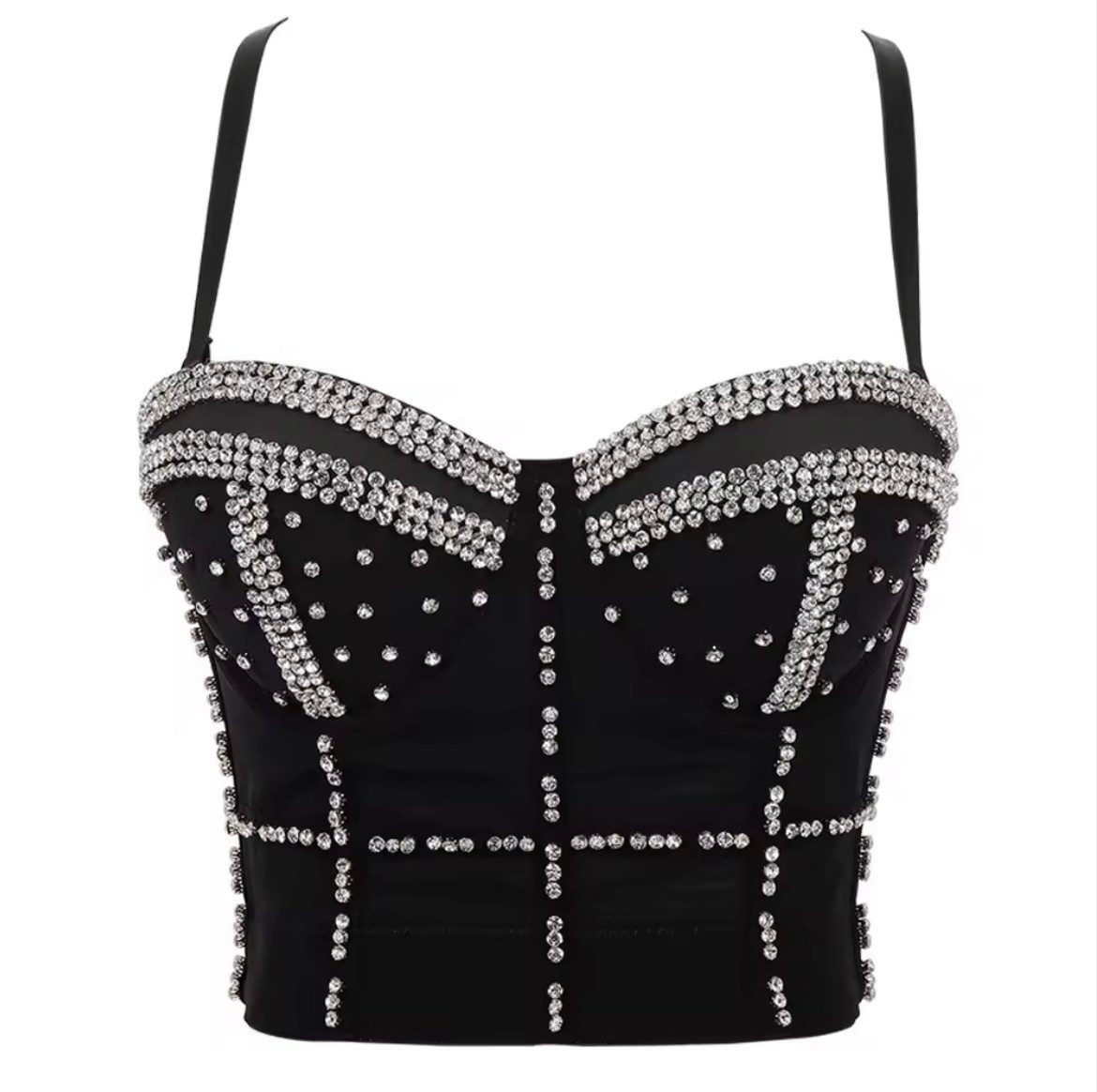 Quality Elegance Spaghettitop Sexy Embroidered Bustier Spaghetti Top Beaded Sleeveless Tank Top