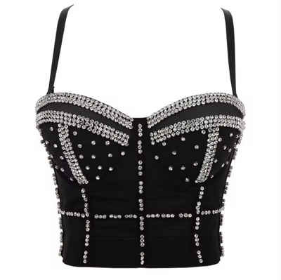 Quality Elegance Bustier Sexy Embroidered Bustier Beaded Corset Bra Sexy Sleeveless Tank Top