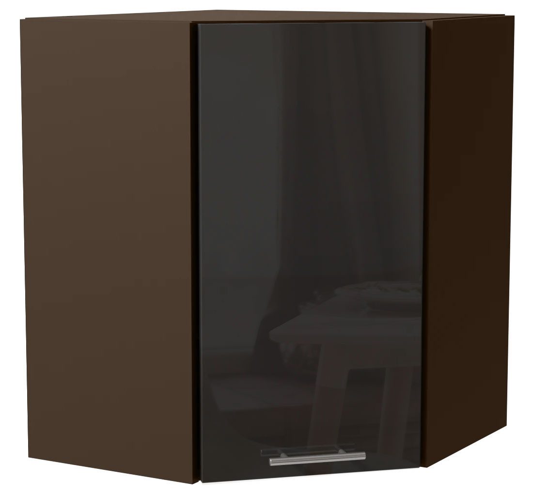 Feldmann-Wohnen Eckhängeschrank Essen (W10/60, 1-türig, 2 Einlegeböden, 1-St., Eckhängeschrank) 60x60x72cm lava - graphit Hochglanz (ES-W10/60/36)