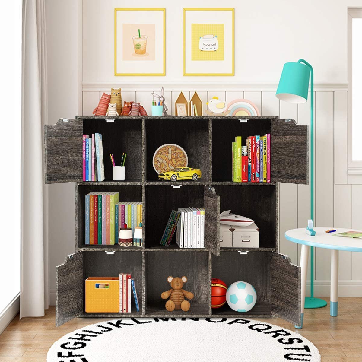 COSTWAY Bücherregal Aufbewahrungsregal, 9 Fächer, freistehend, 90x29x90cm günstig online kaufen