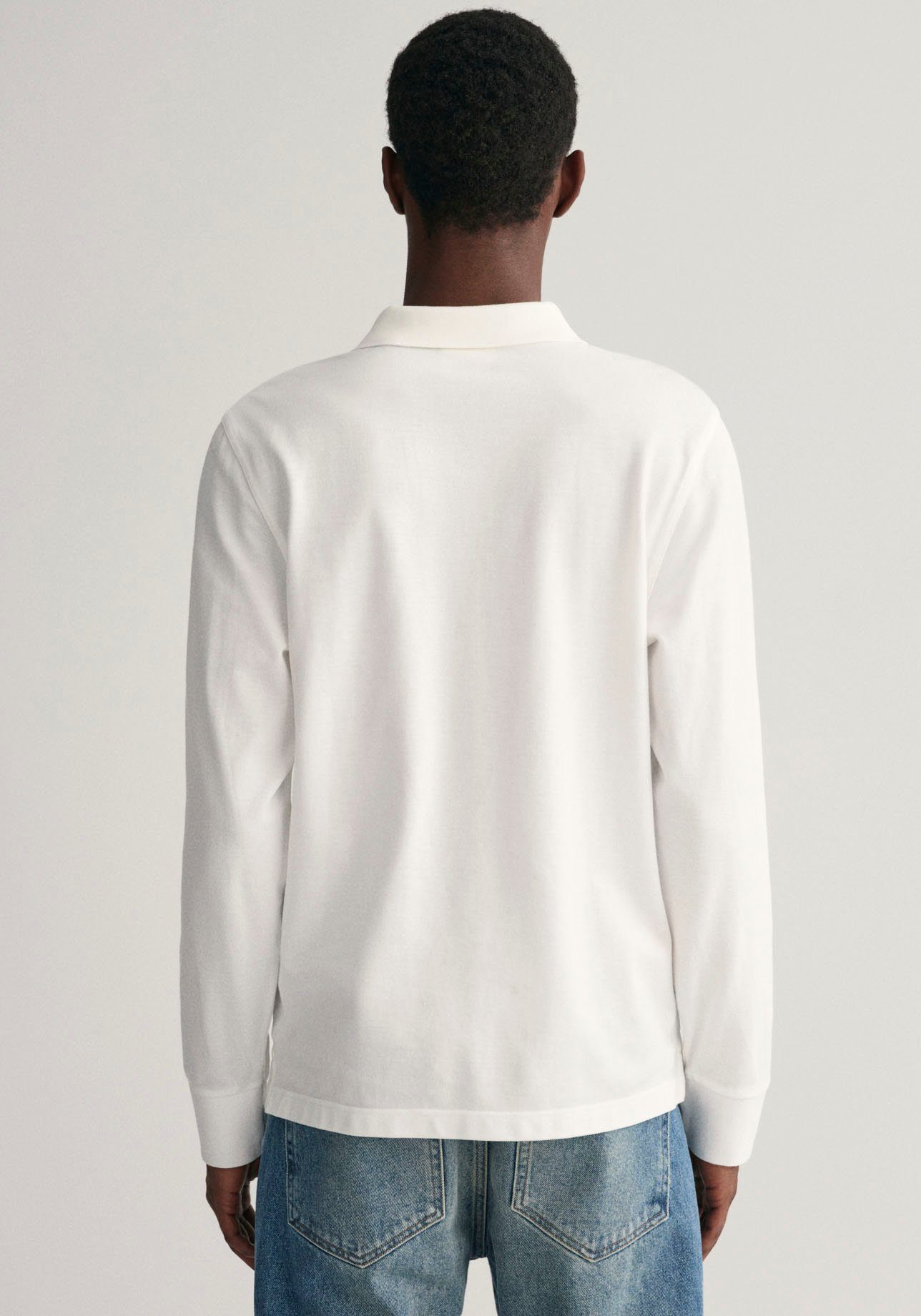Logotickerei white Poloshirt mit LS der Brust PIQUE SHIELD auf REG Gant RUGGER