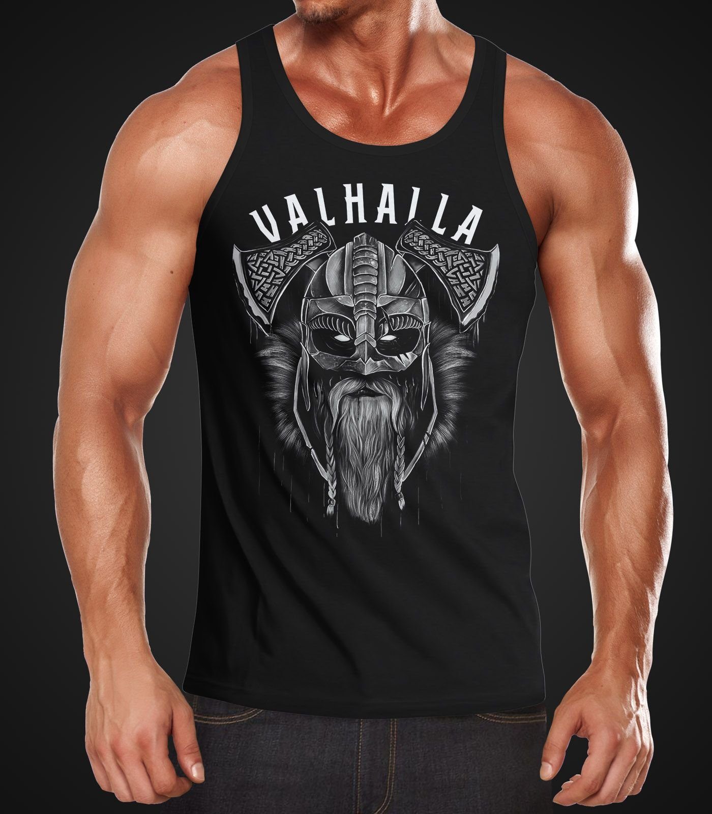 Neverless Tanktop Herren Tank-Top Aufdruck Valhalla Wikinger Helm Viking Od günstig online kaufen