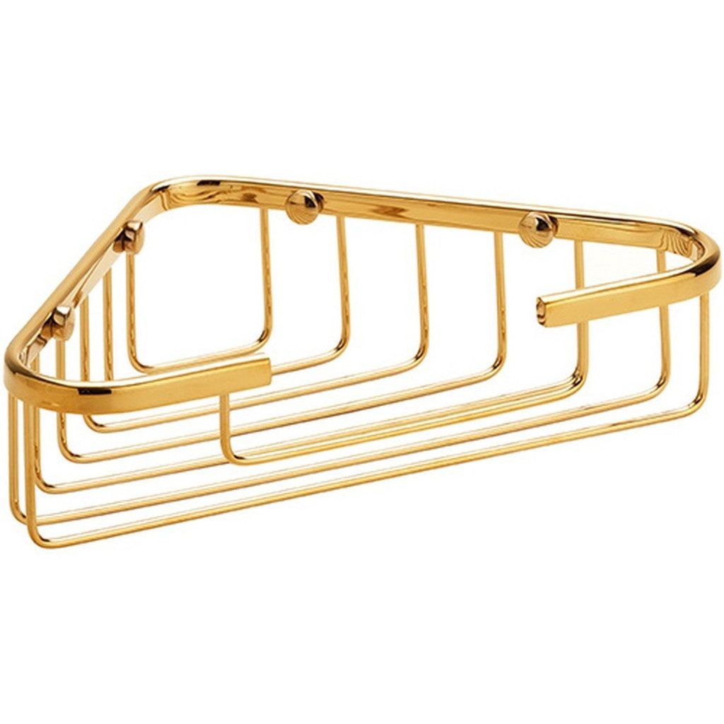 BRILLANTBAD® Seifenhalter BILLO Eckseifenkorb Messing Gold poliert für Bad & WC >> Bohren, Breite: 36 cm