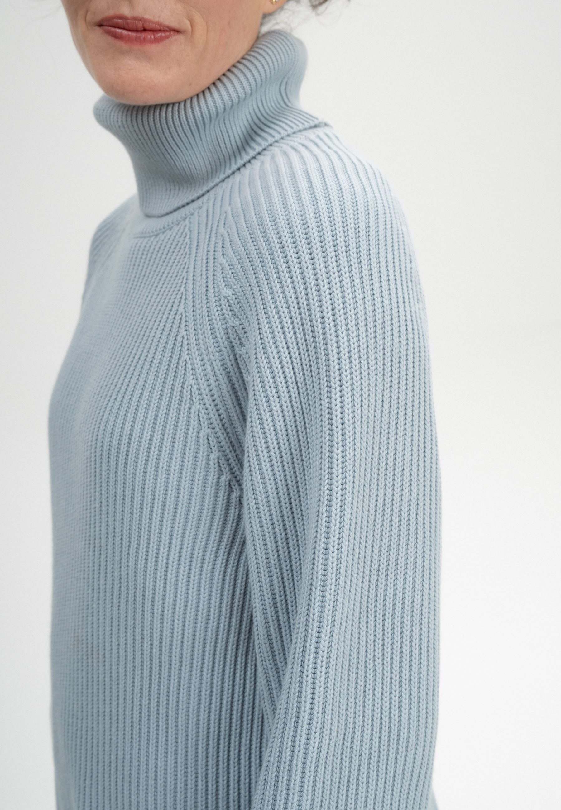 MELA Strickpullover Rippstrick Rollkragenpullover Style CHIRHA Raglanärmel